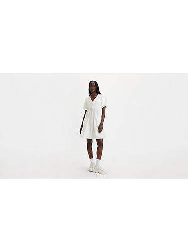 리바이스 Levi Volume Sleeve Tiered Dress,White - White