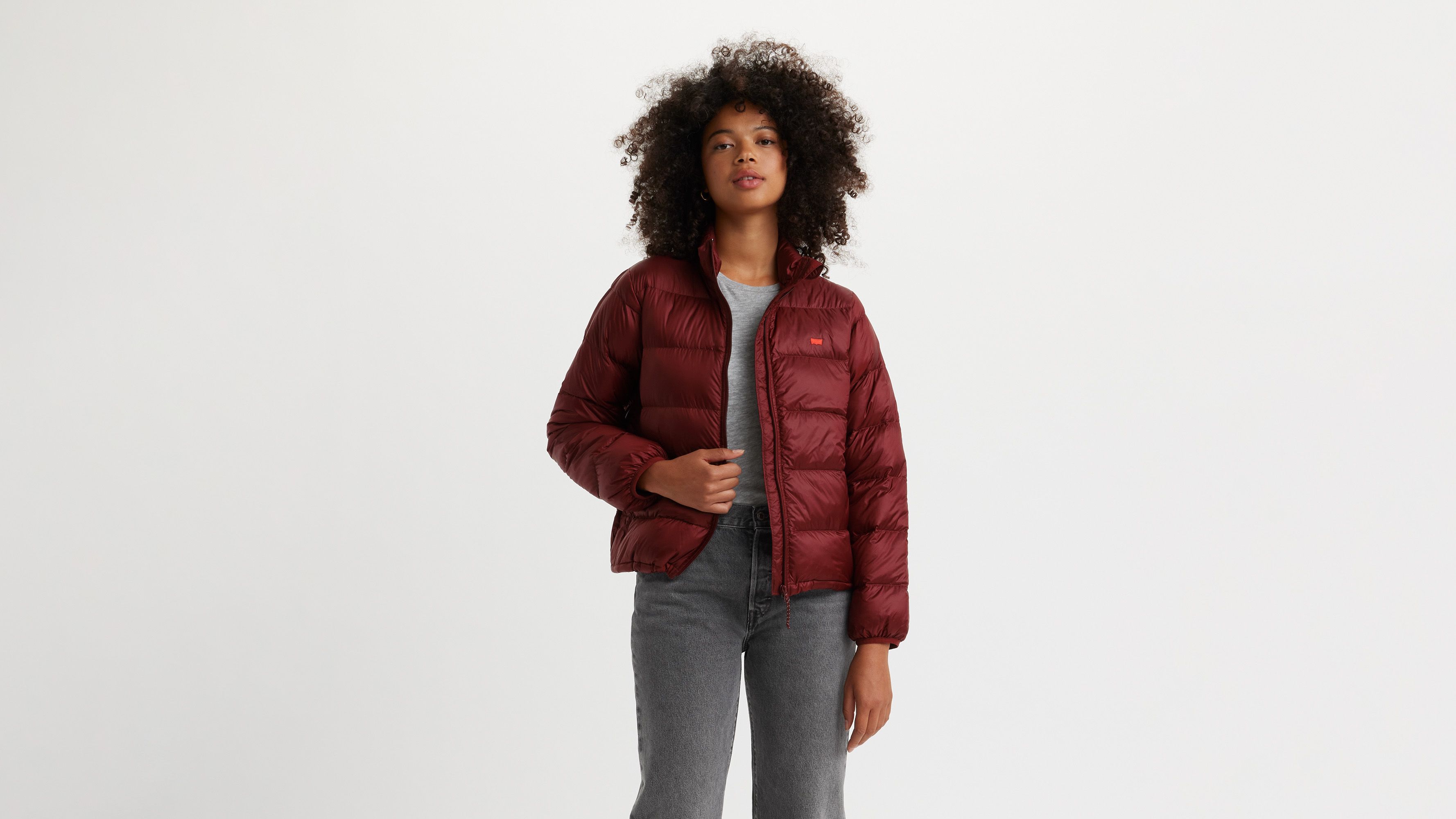 Women's wine red down jacket LURE