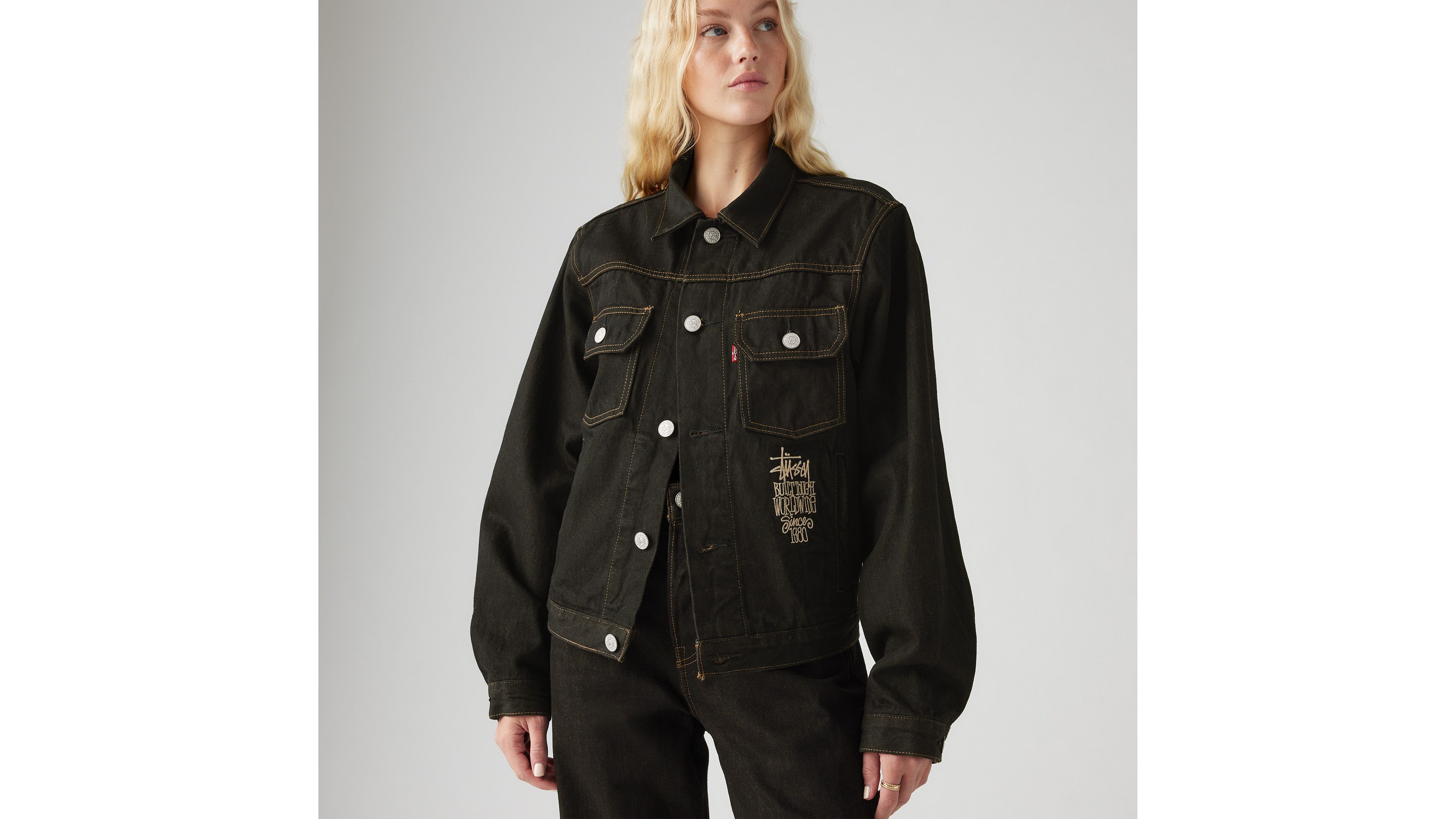 Stüssy u0026 Levi's® Crispy Rinse Trucker Jacket - Black | Levi's® US