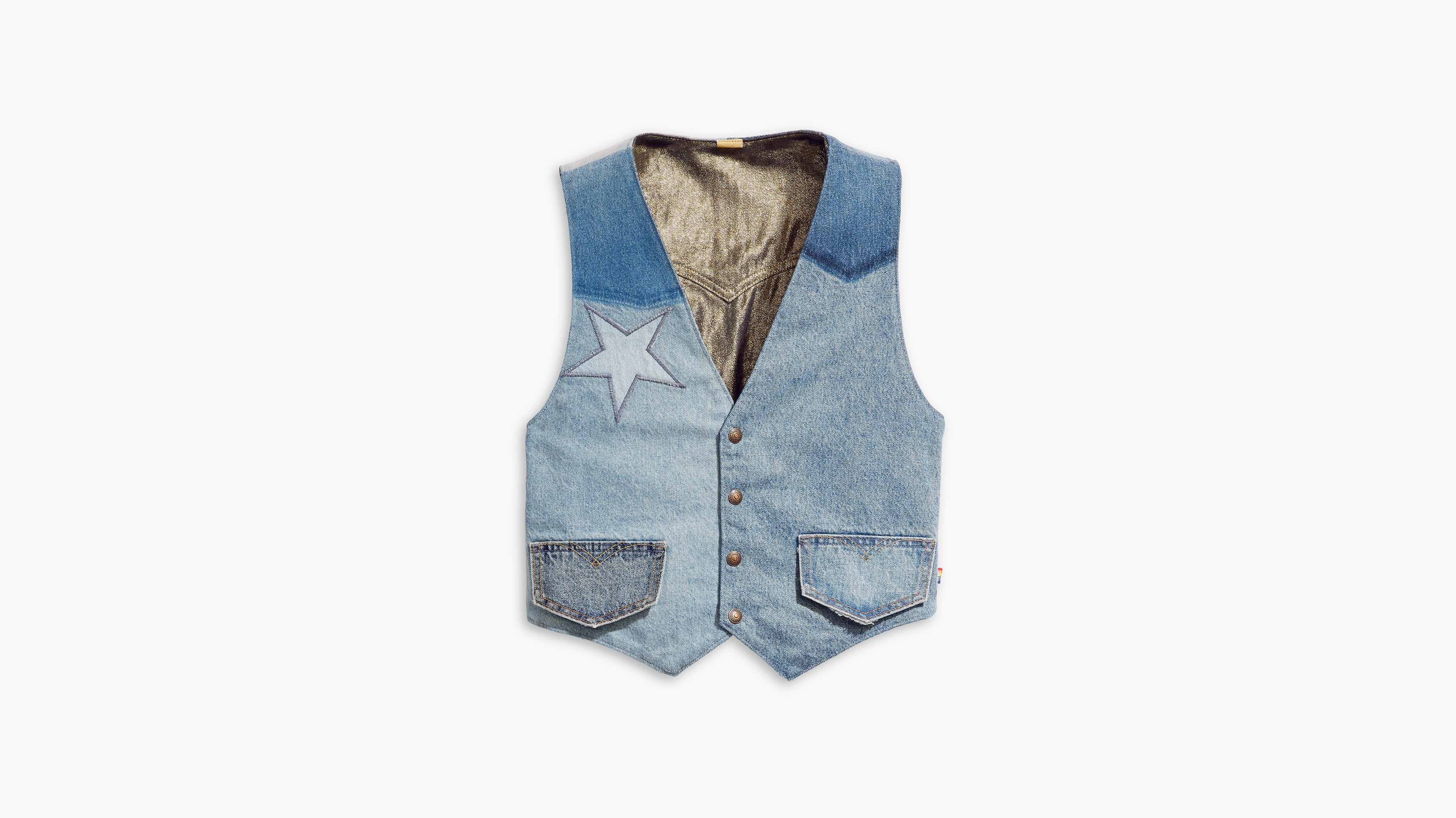 Levi's® Pride Reversible Patchwork Vest - Medium Wash Levi's® Pride Reversible Patchwork Vest - Medium Wash