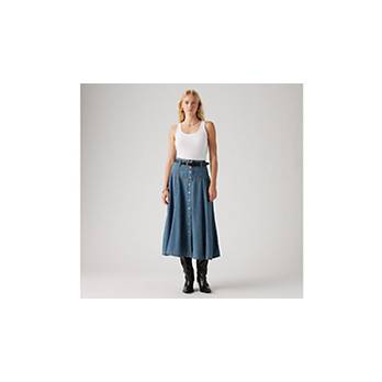 Button-Front Circle Lightweight Skirt 5
