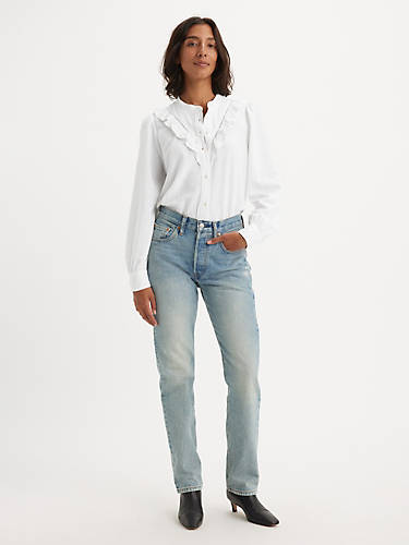 리바이스 Levi 501 Original Fit Transitional Cotton Womens Jeans,Idea Lady - Medium Wash