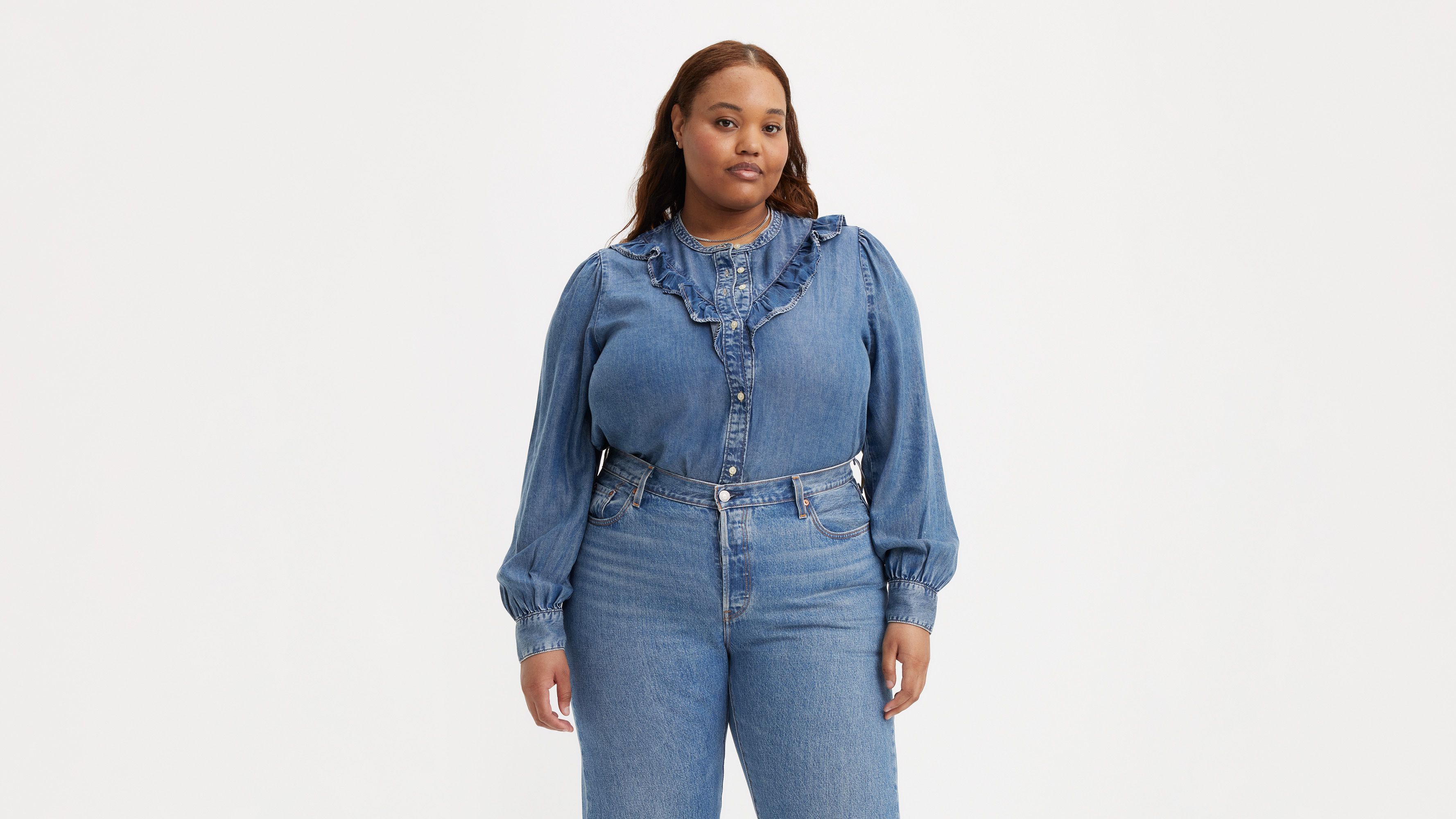 Levis Denim Blouse Plus Size Carinna Blouse (plus Size) Blue
