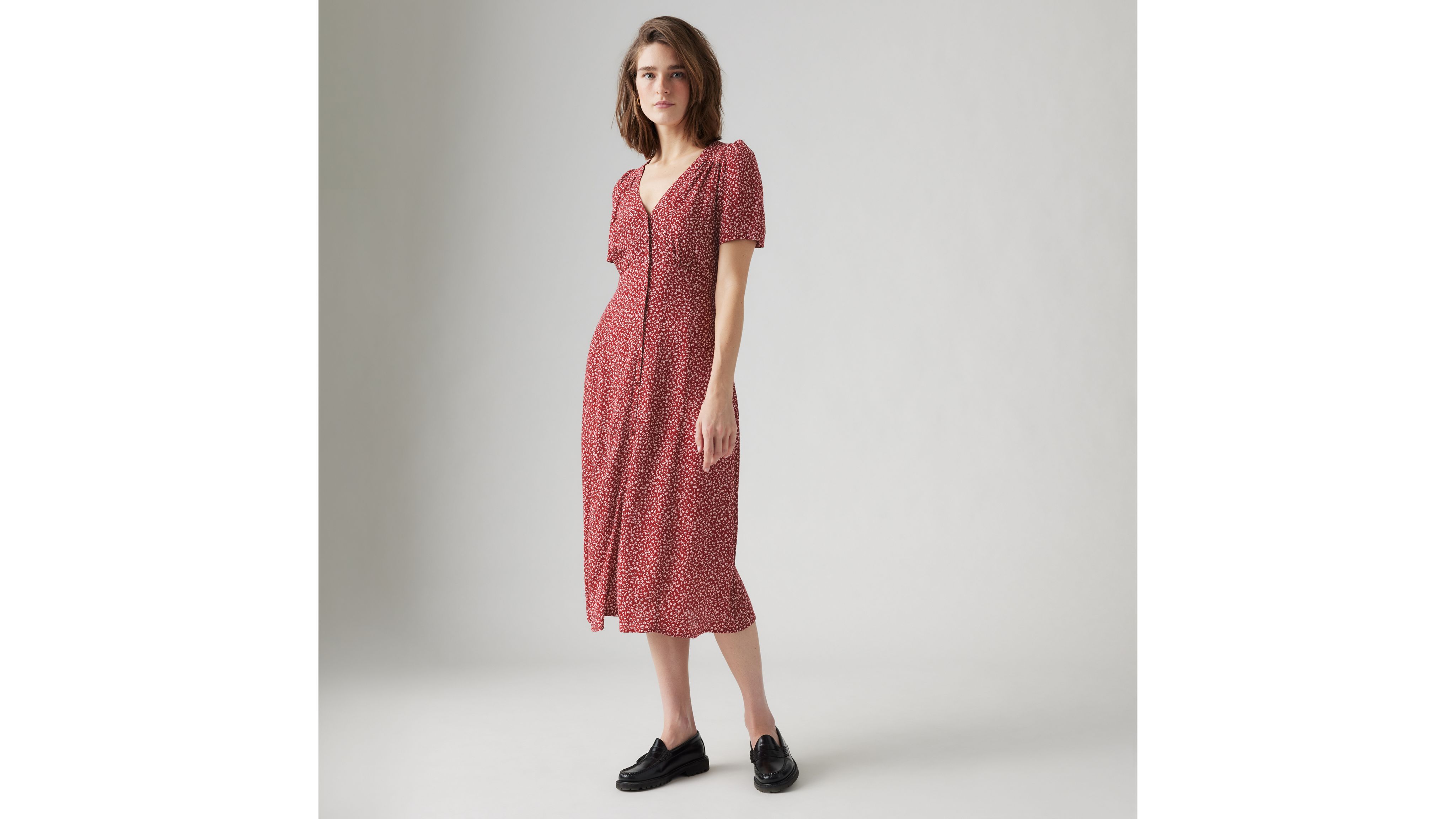 Sarina Short Sleeve Midi Dress - Red | Levi's® US