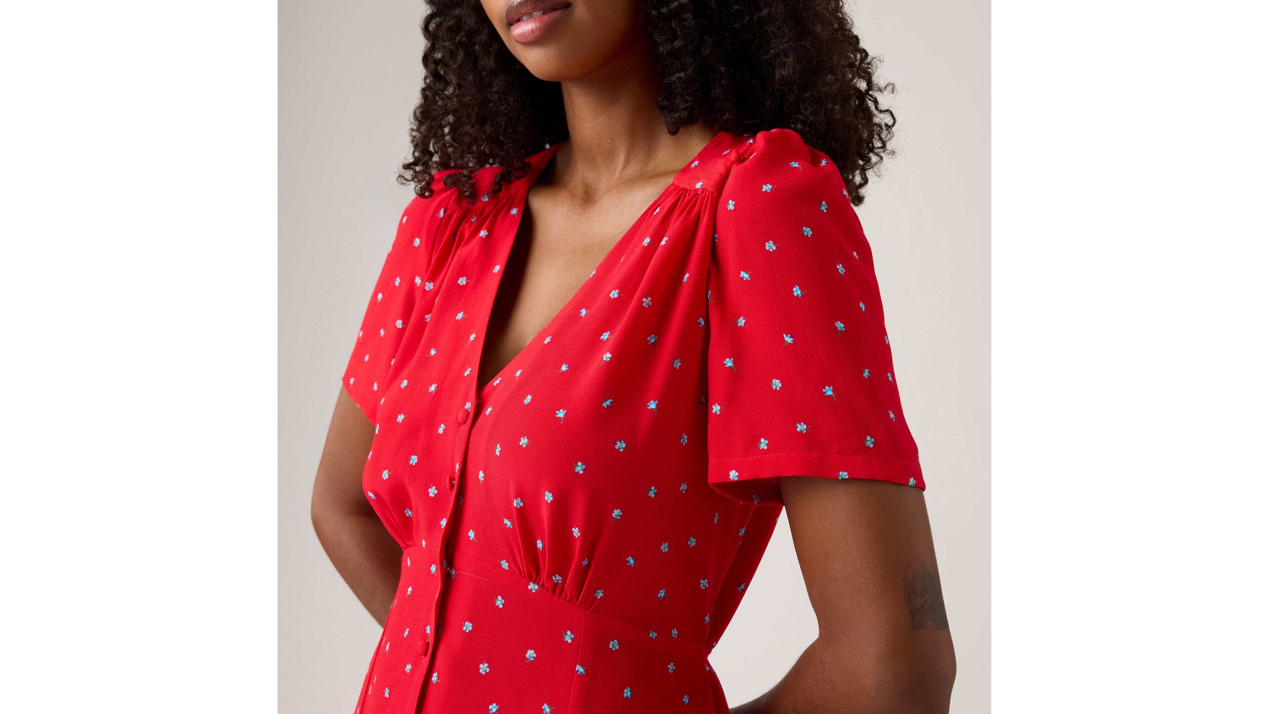 Levi's Sarina Short-sleeve Midi Dress In Red