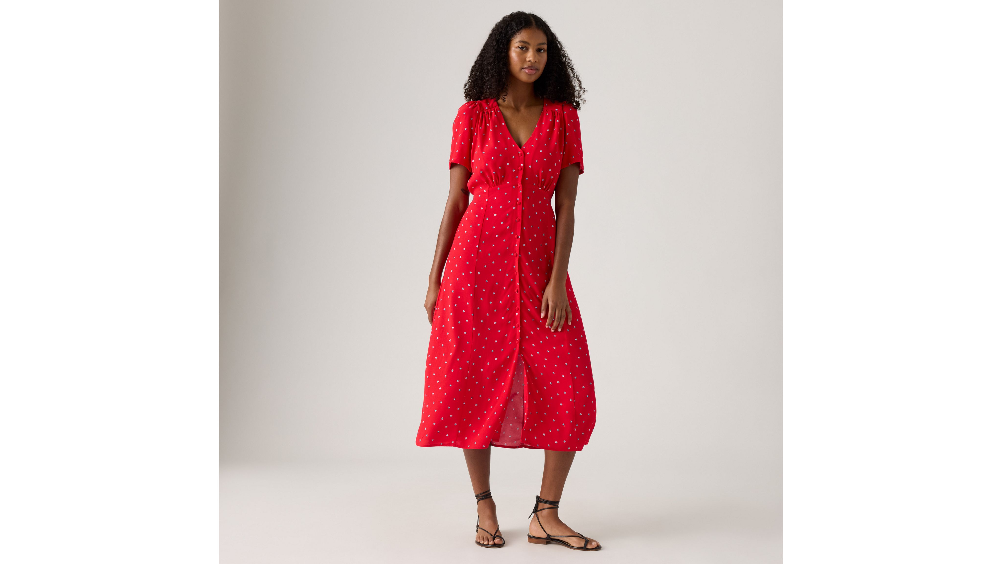 Levi's Sarina Short-sleeve Midi Dress In Red