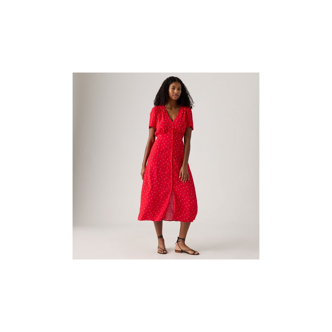 Levi's Sarina Short-sleeve Midi Dress In Red