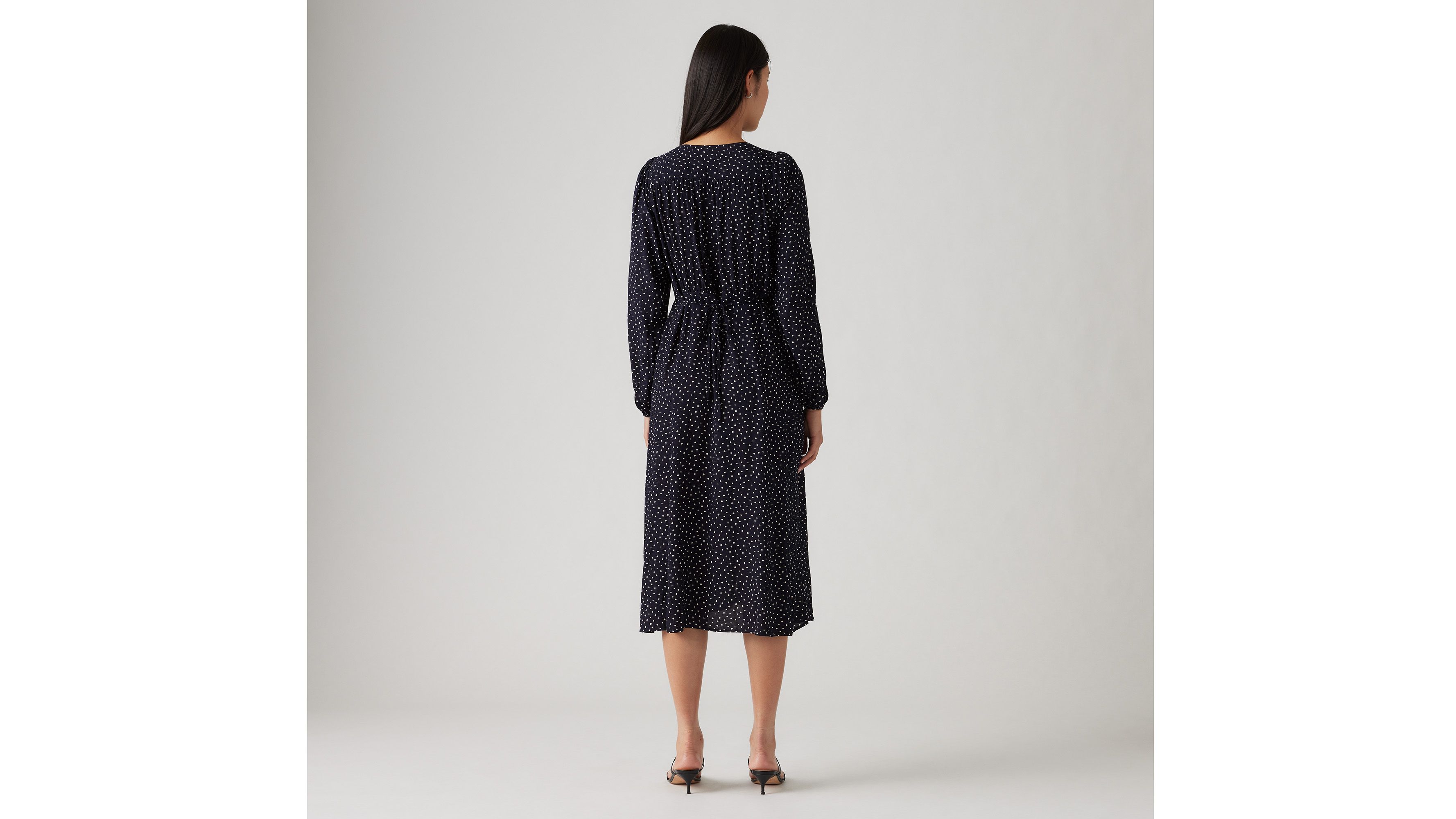 Shop Levi's Sarina Long Sleeve Midi Dress In Marlo Dot Navy Blazer