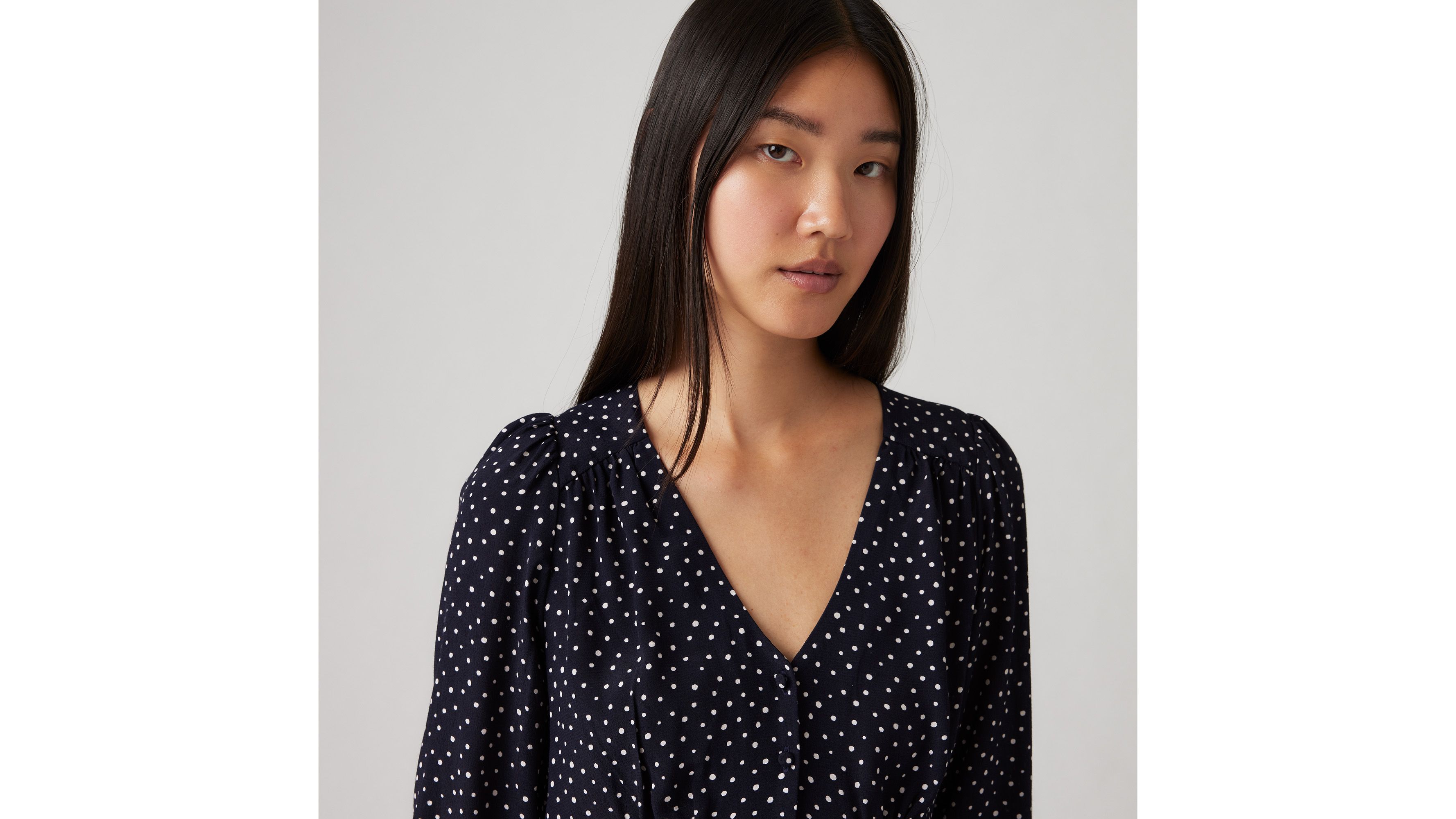 LEVI'S SARINA LONG SLEEVE MIDI DRESS 