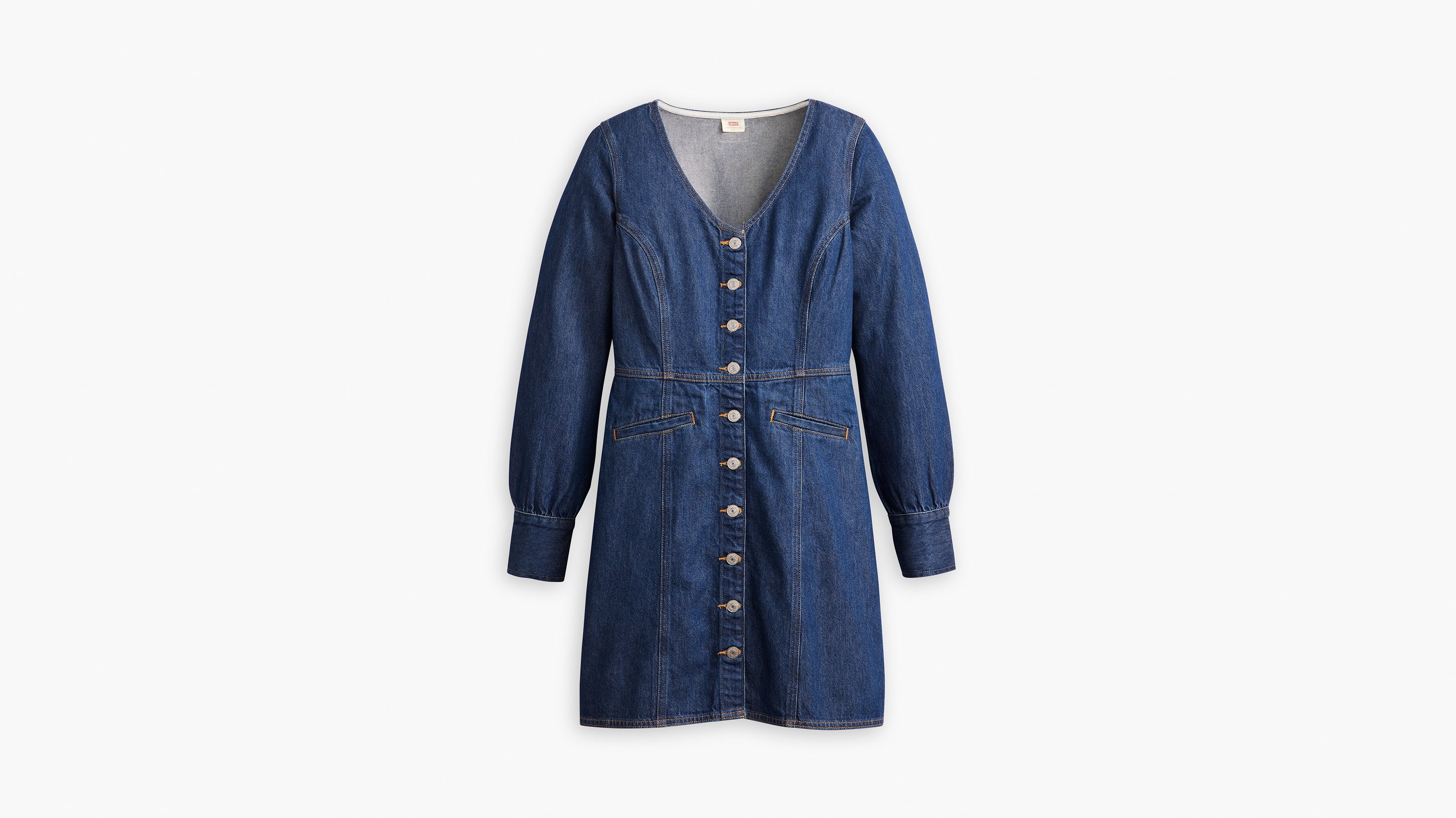 Ameri　ADORABLE BACK RIBBON DENIM DRESS Axelle Denim Mini Dress In Peyton Vintage Blue | Alice + Olivia