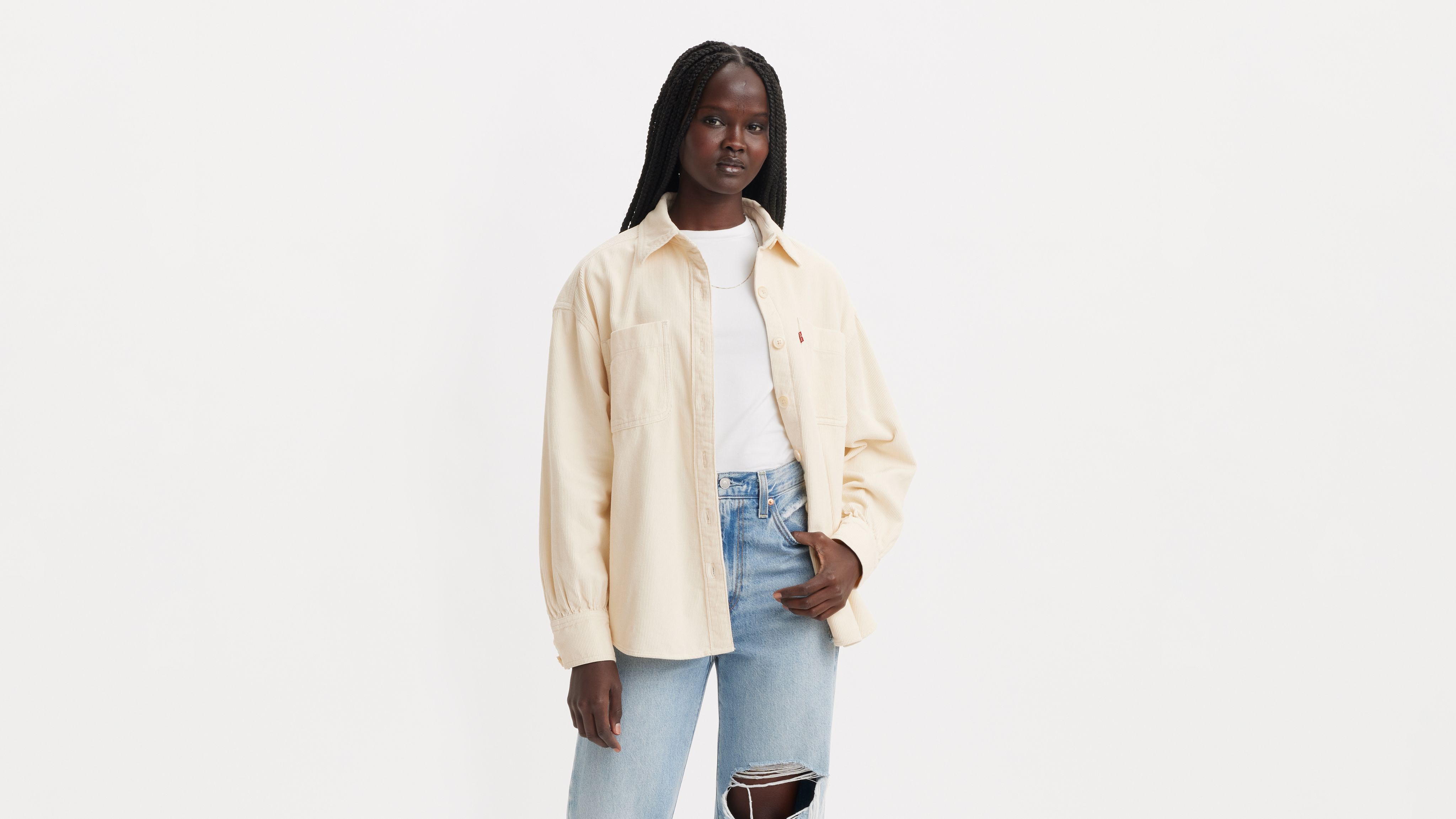 Levi's Orion Corduroy Overshirt In White Swan