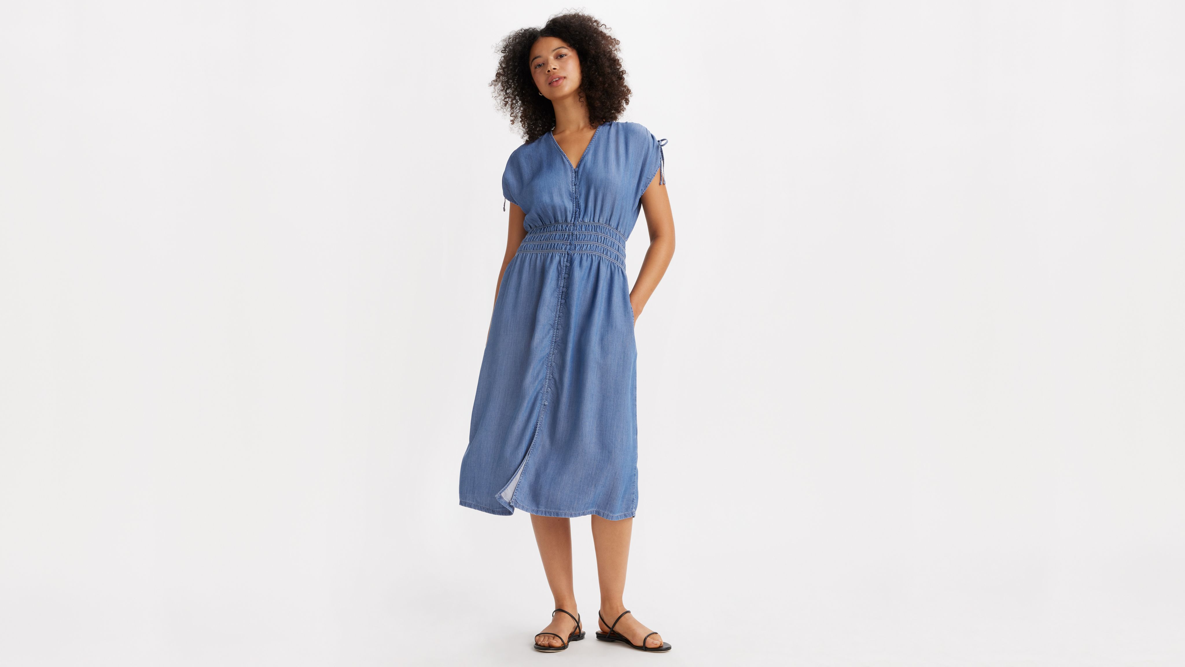 robe mi longue betty lightweight bleu / new news