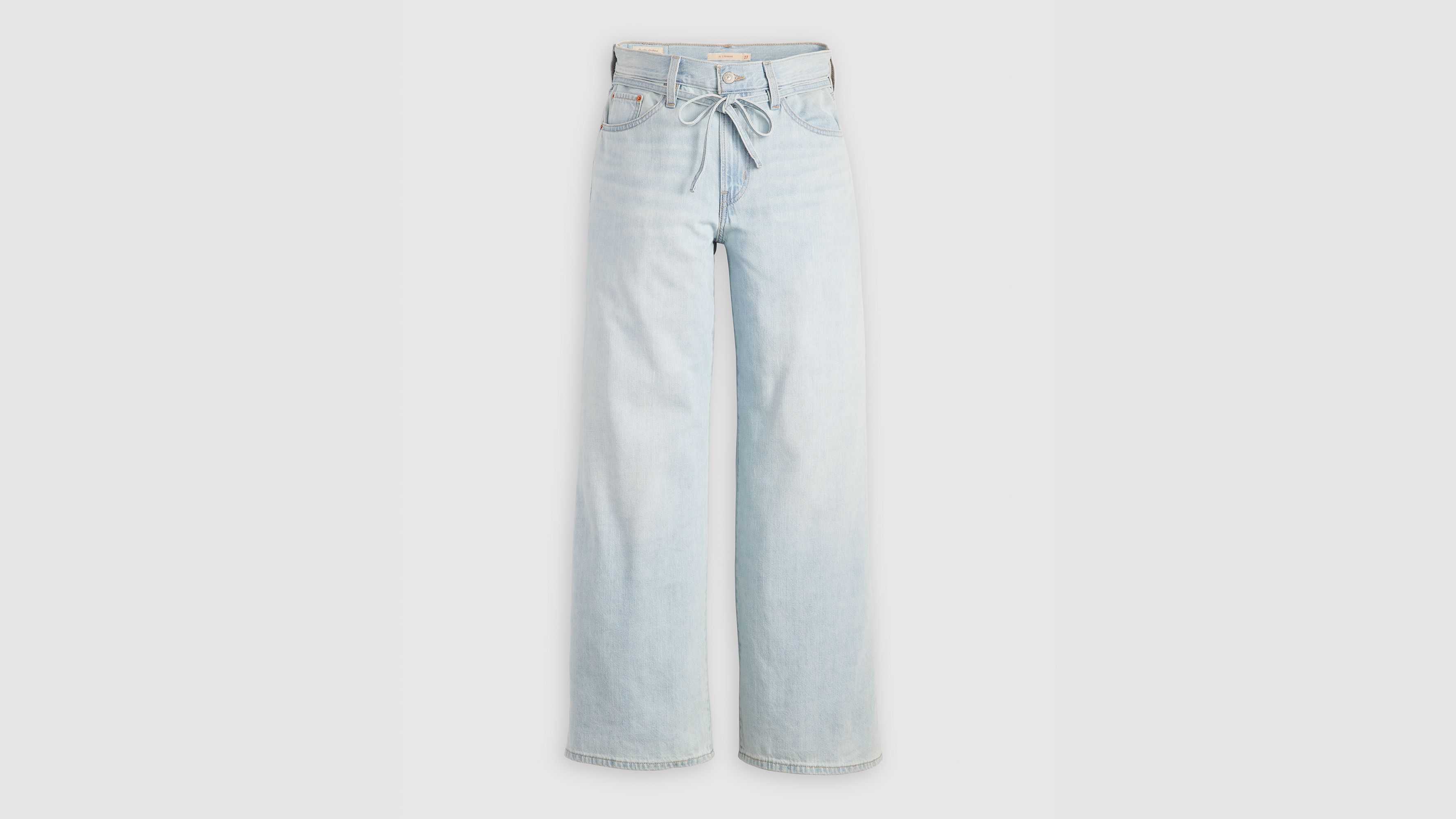 Xl Baggy Straight Linen+ Denim Women's Jeans - Light Wash