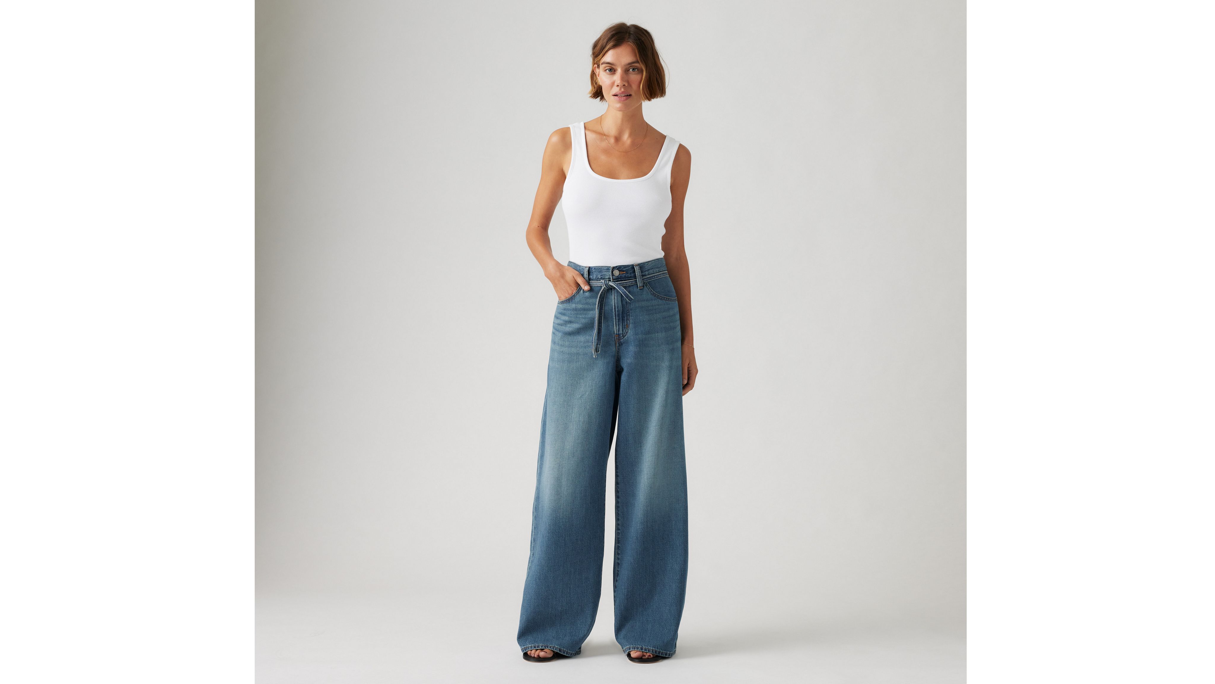 Shop Levi's Xl Straight Linen+ Denim Jeans In Stop Flaxing