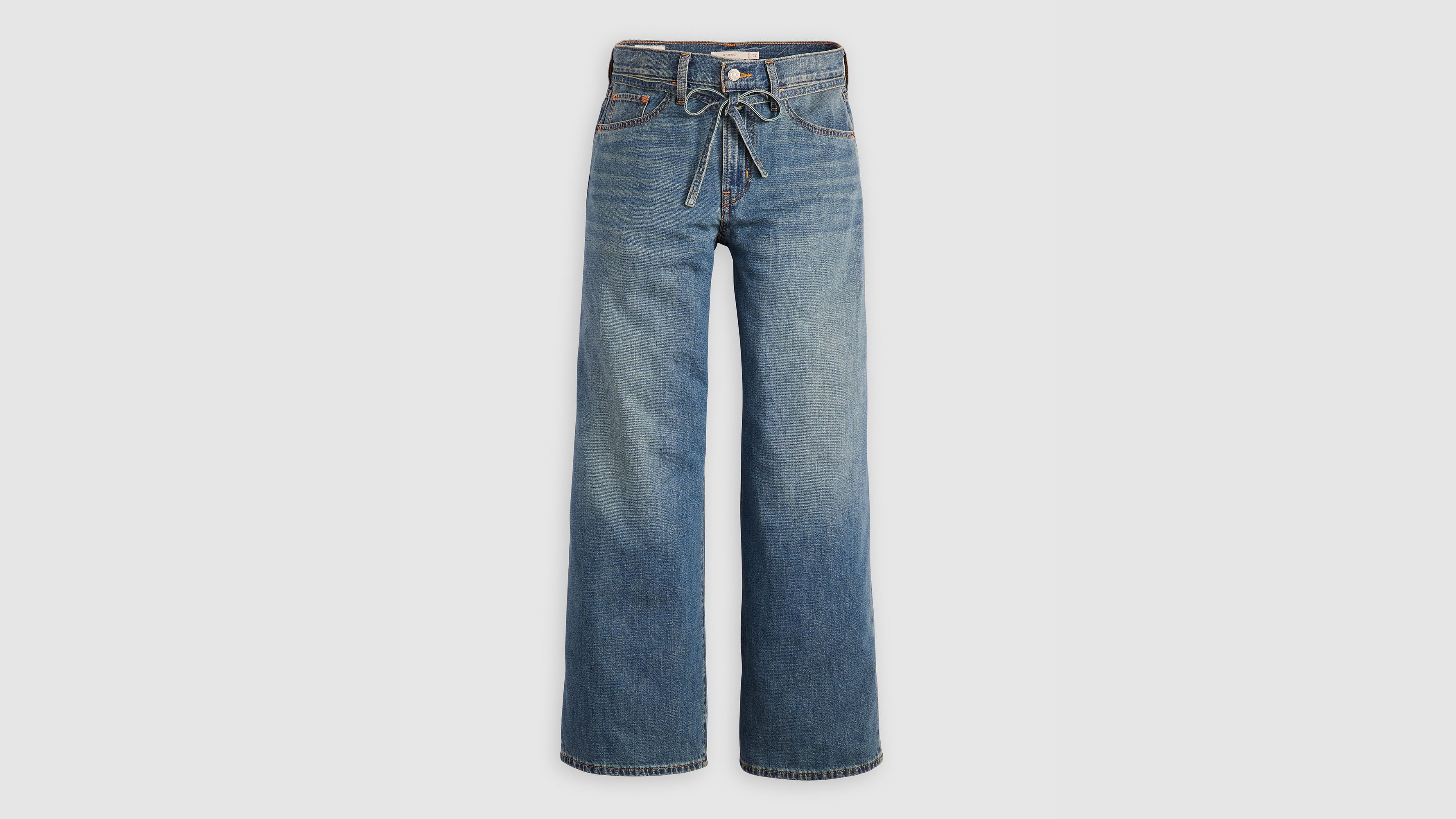 XL Baggy Straight Linen+ Denim Women's Jeans