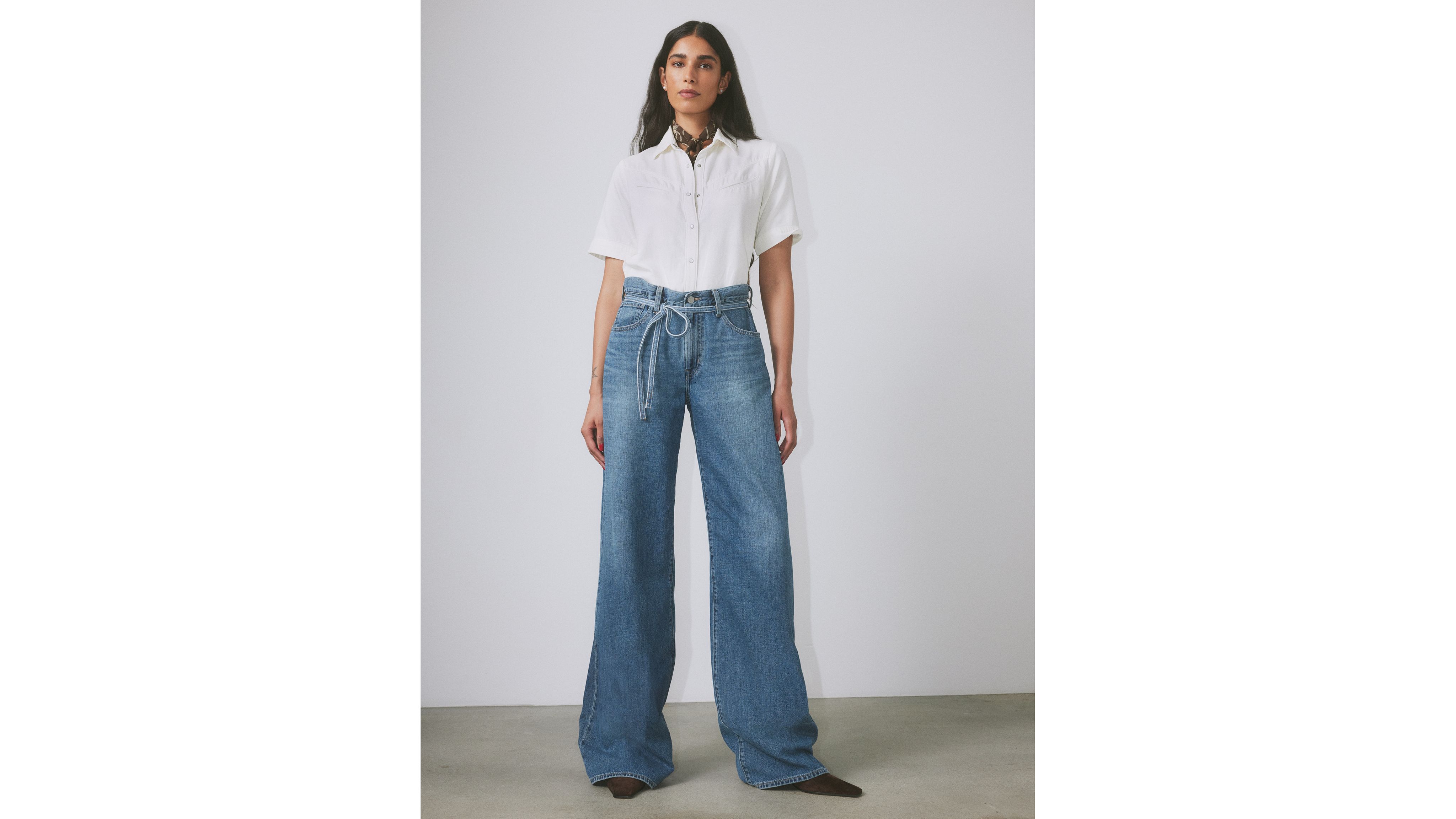 XL Straight Linen+ Denim Jeans 8