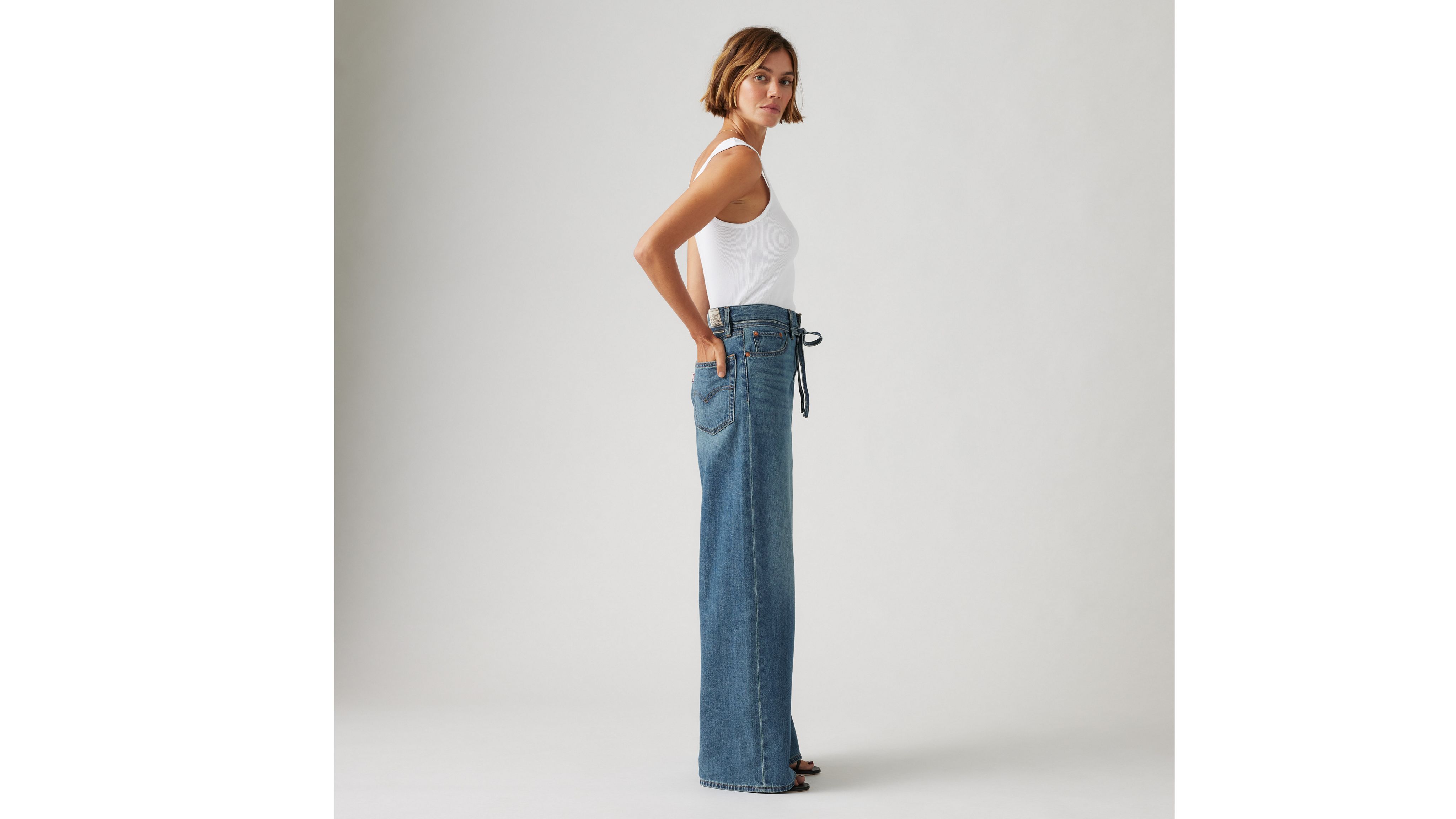 Shop Levi's Xl Straight Linen+ Denim Jeans In Stop Flaxing