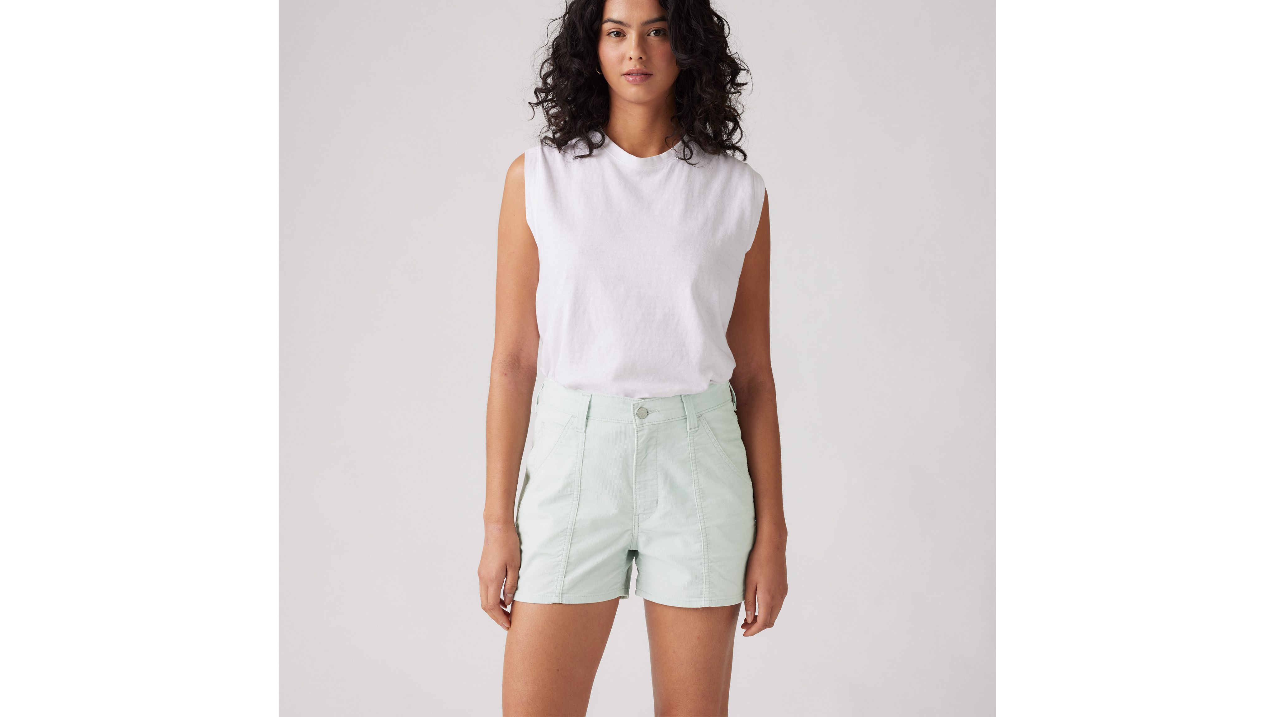 Levi's Lightweight Corduroy Carpenter Women's Shorts 33 In Sky Gray