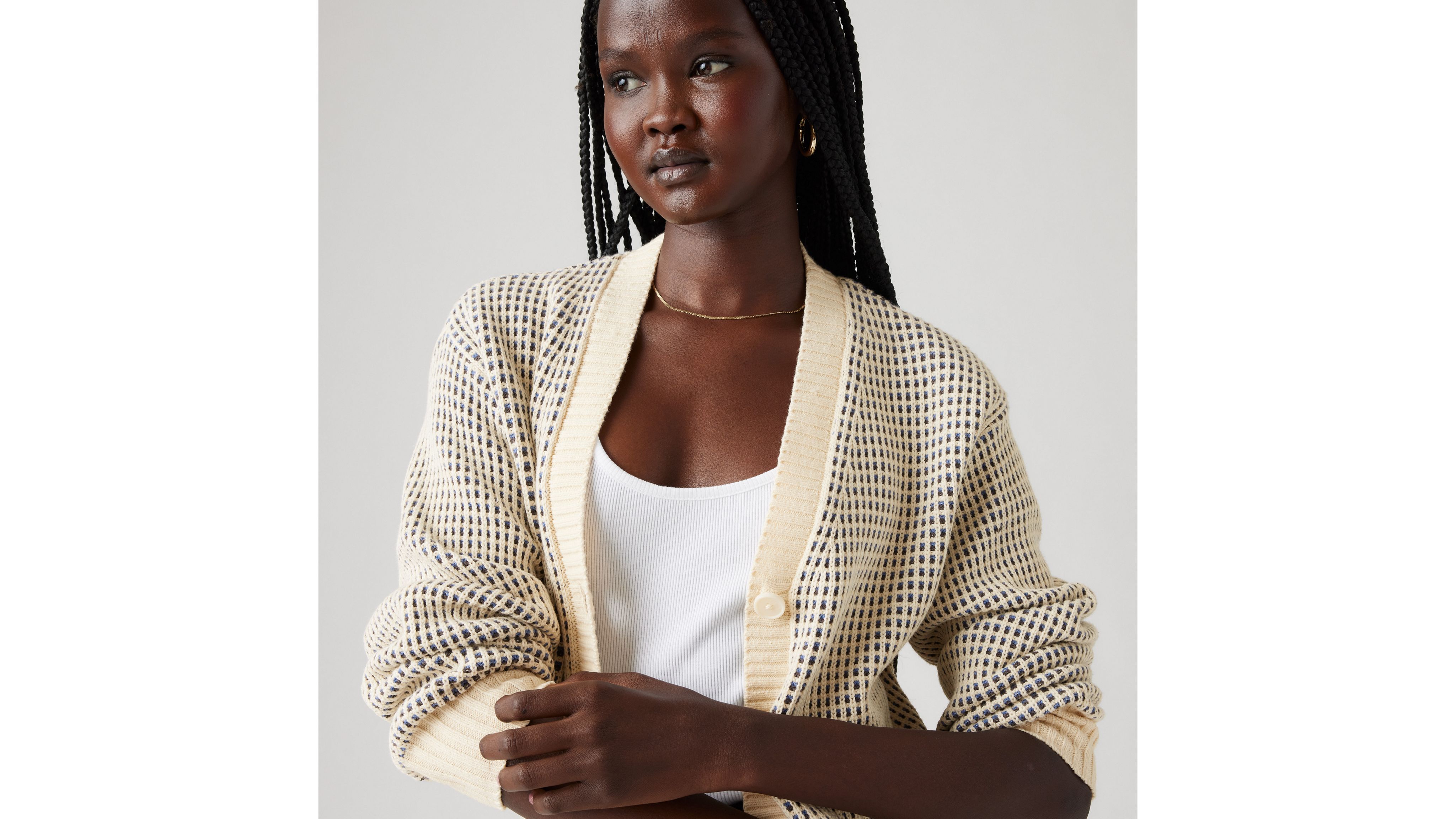 Shop Levi's Snowflake Cardigan In Butter Cream Stripe