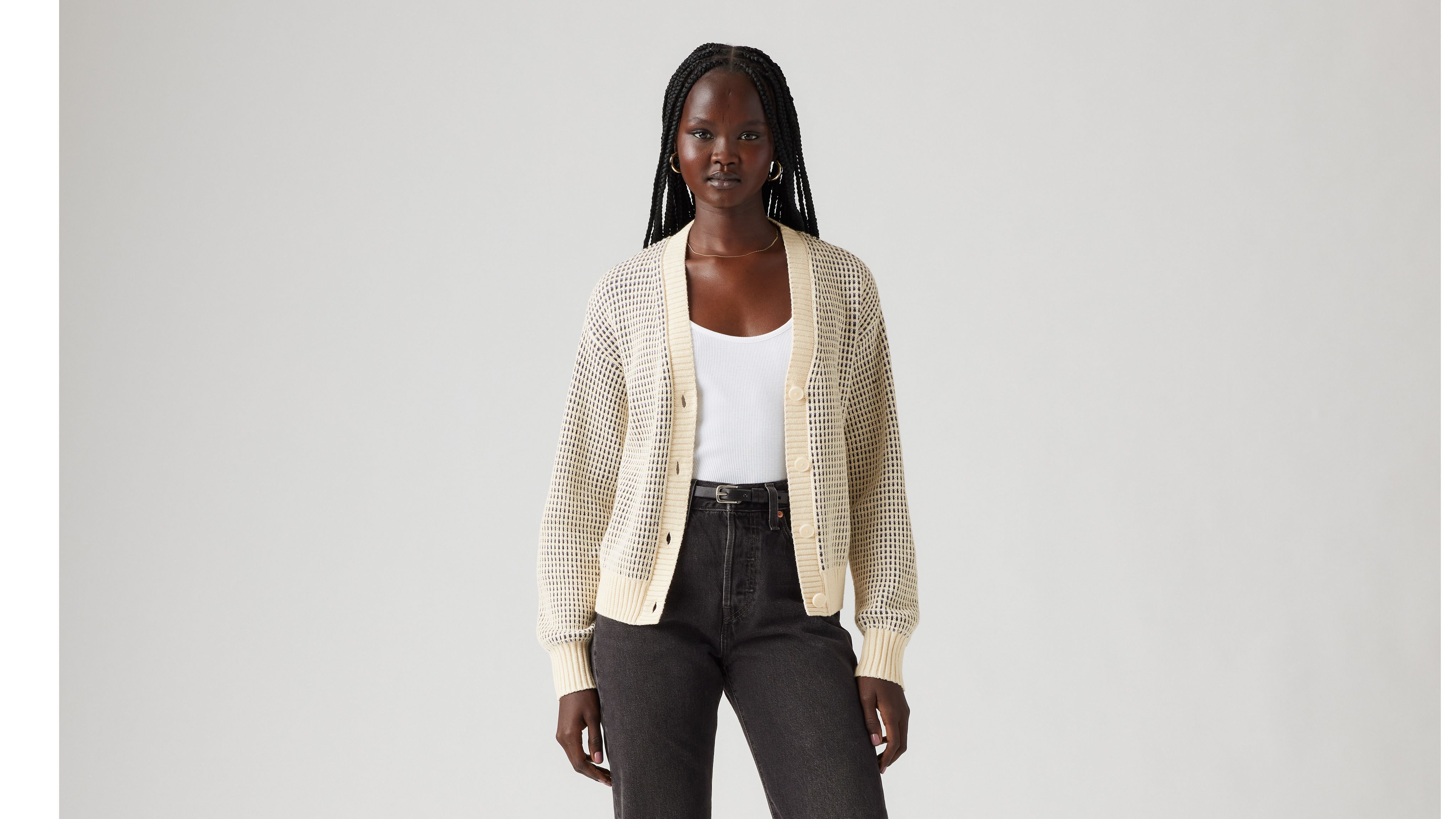 Shop Levi's Snowflake Cardigan In Butter Cream Stripe