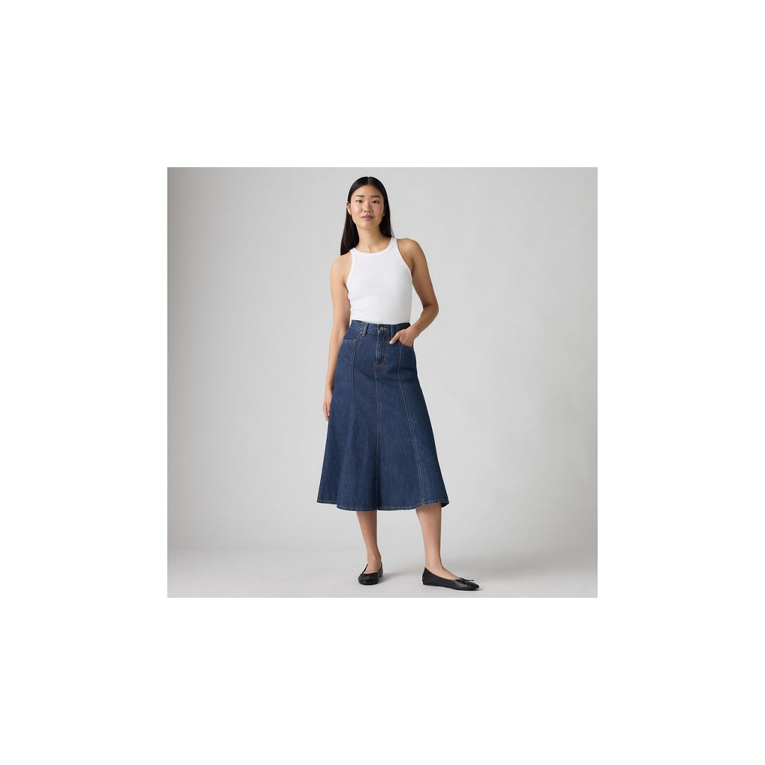Levi's Pleated Midi Skirt In Blue