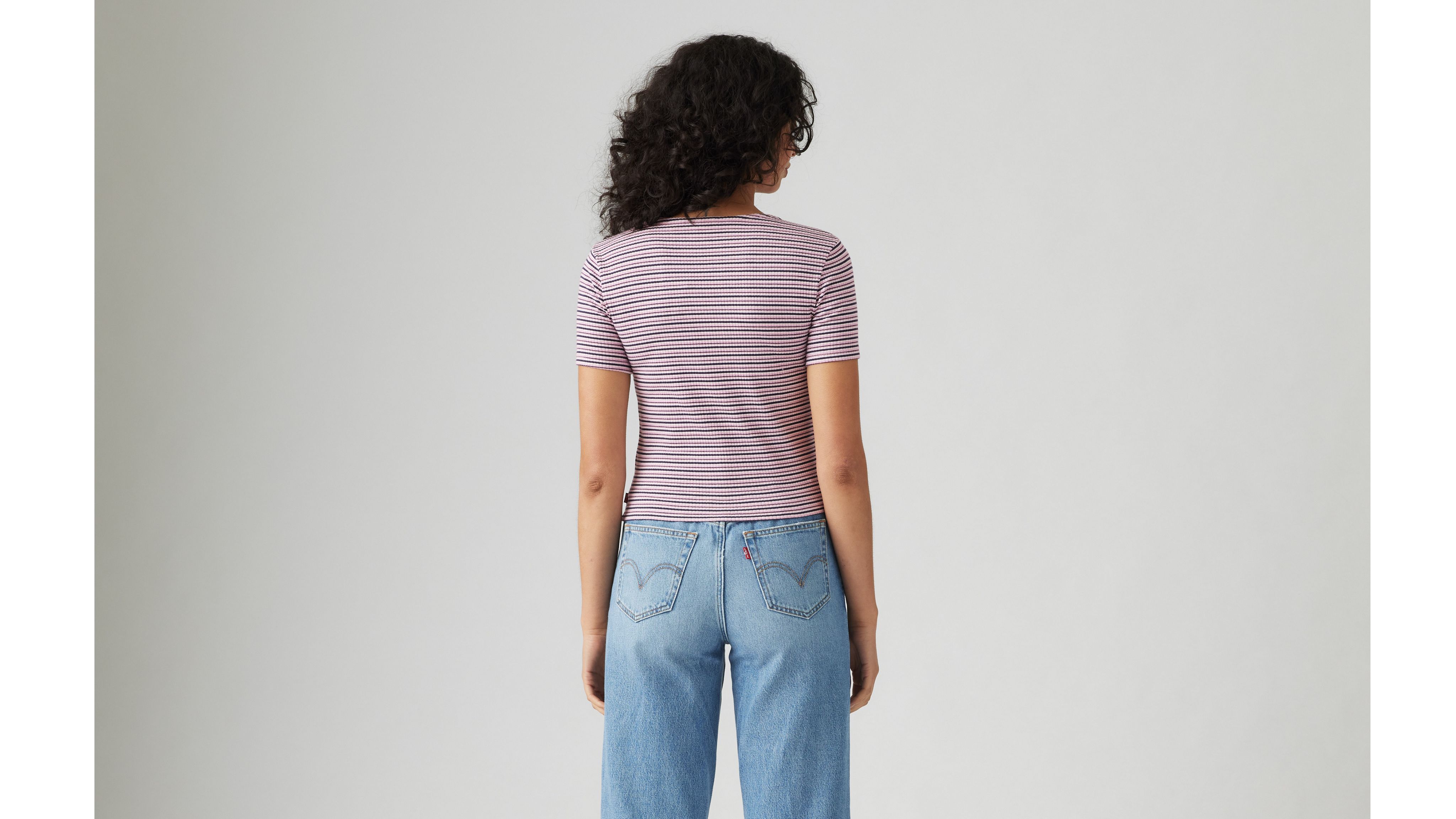 Levi's Muse Short Sleeve T-shirt In Pontoon Stripe Fragrant Lilac