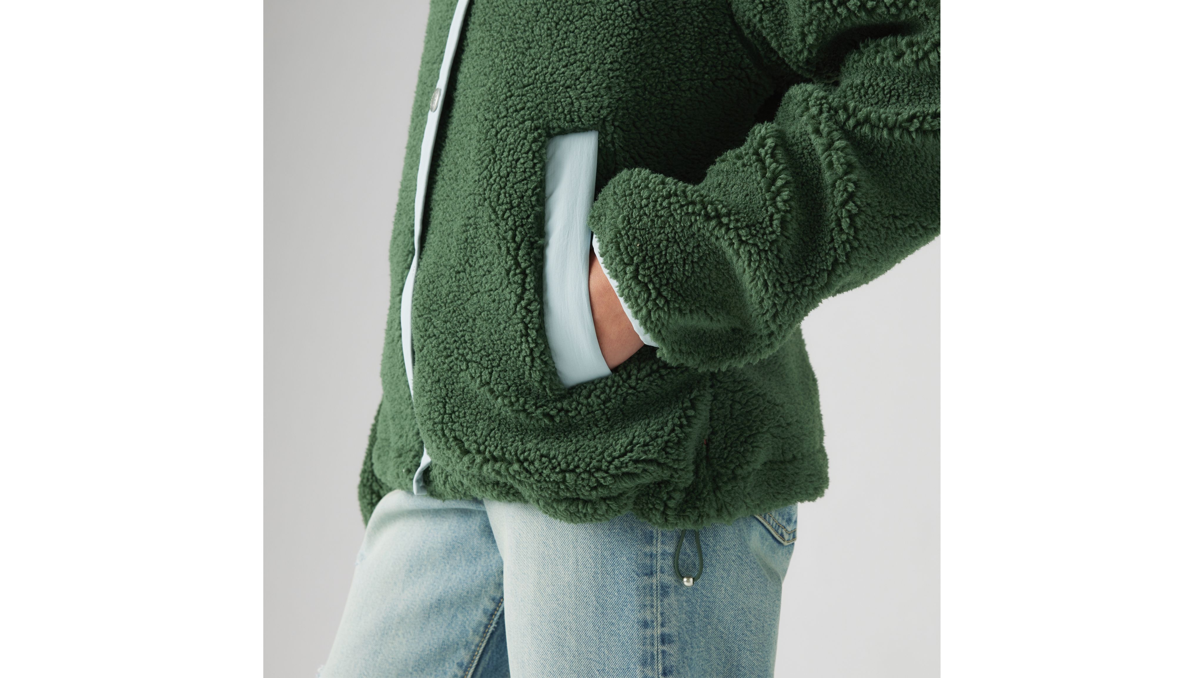 Shop Levi's Valley Sherpa Jacket In Python Green