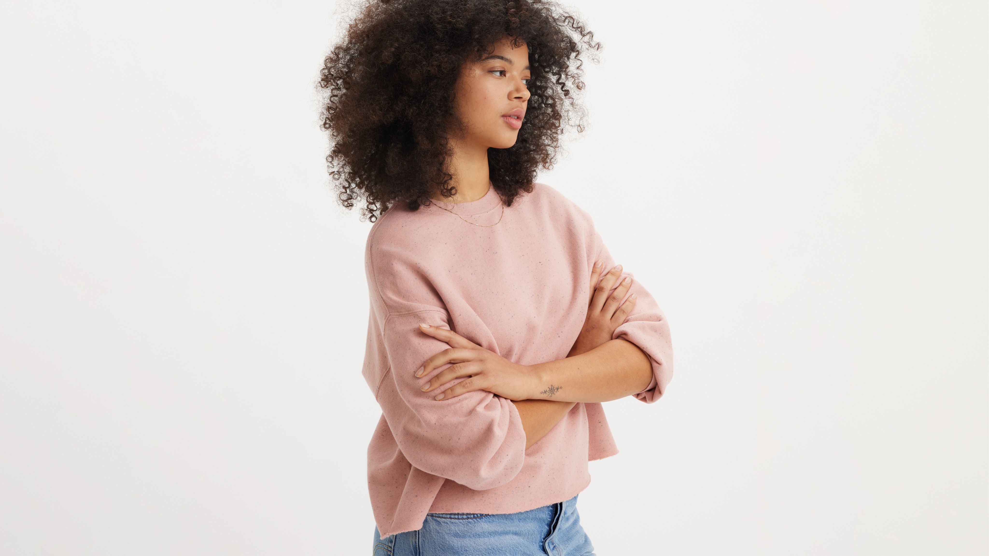 Levi's Leo Raw Cut Sweatshirt In Pale Mauve