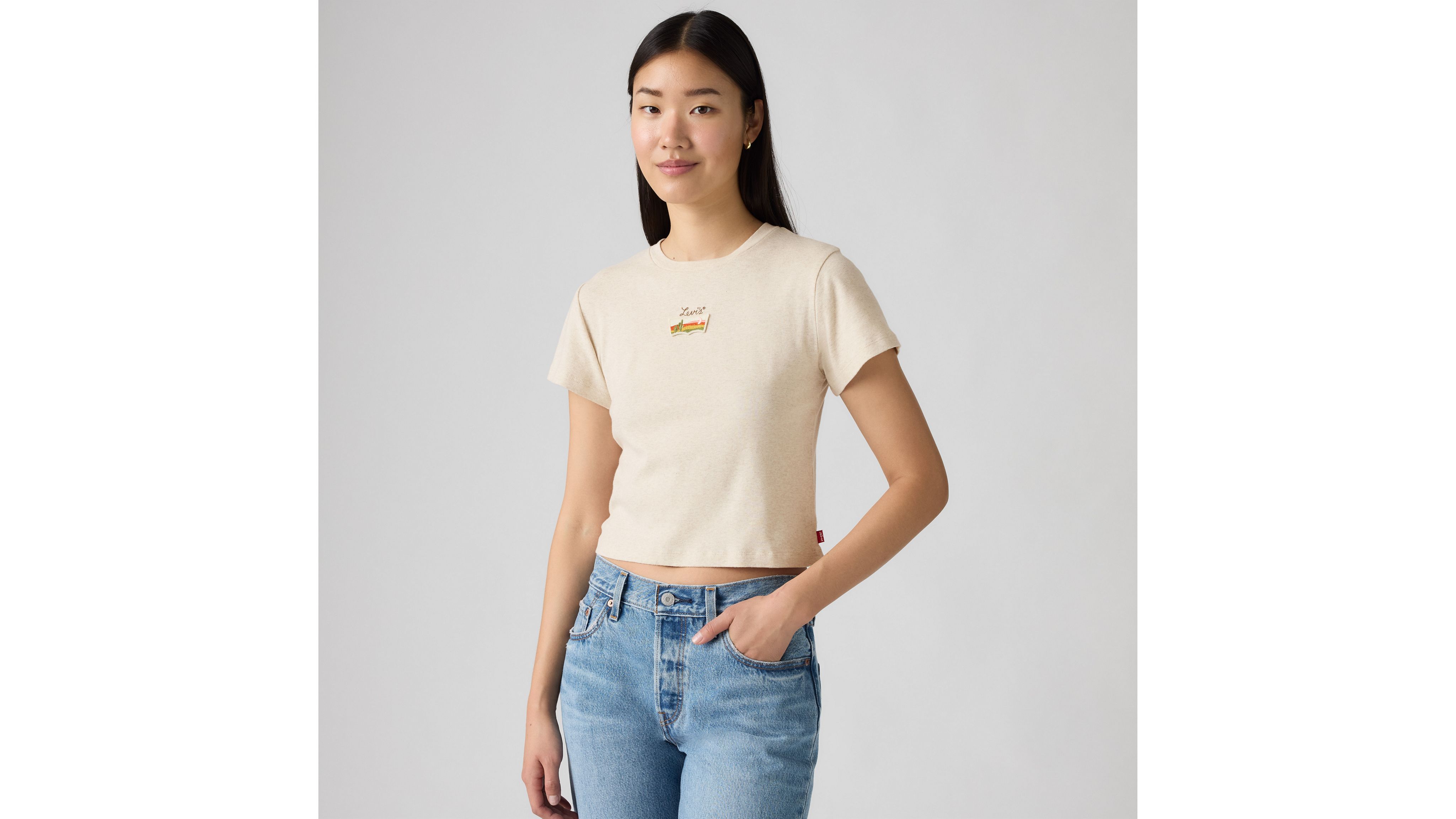 Levi's Graphic Essential Sporty T-shirt In Oatmeal Heather