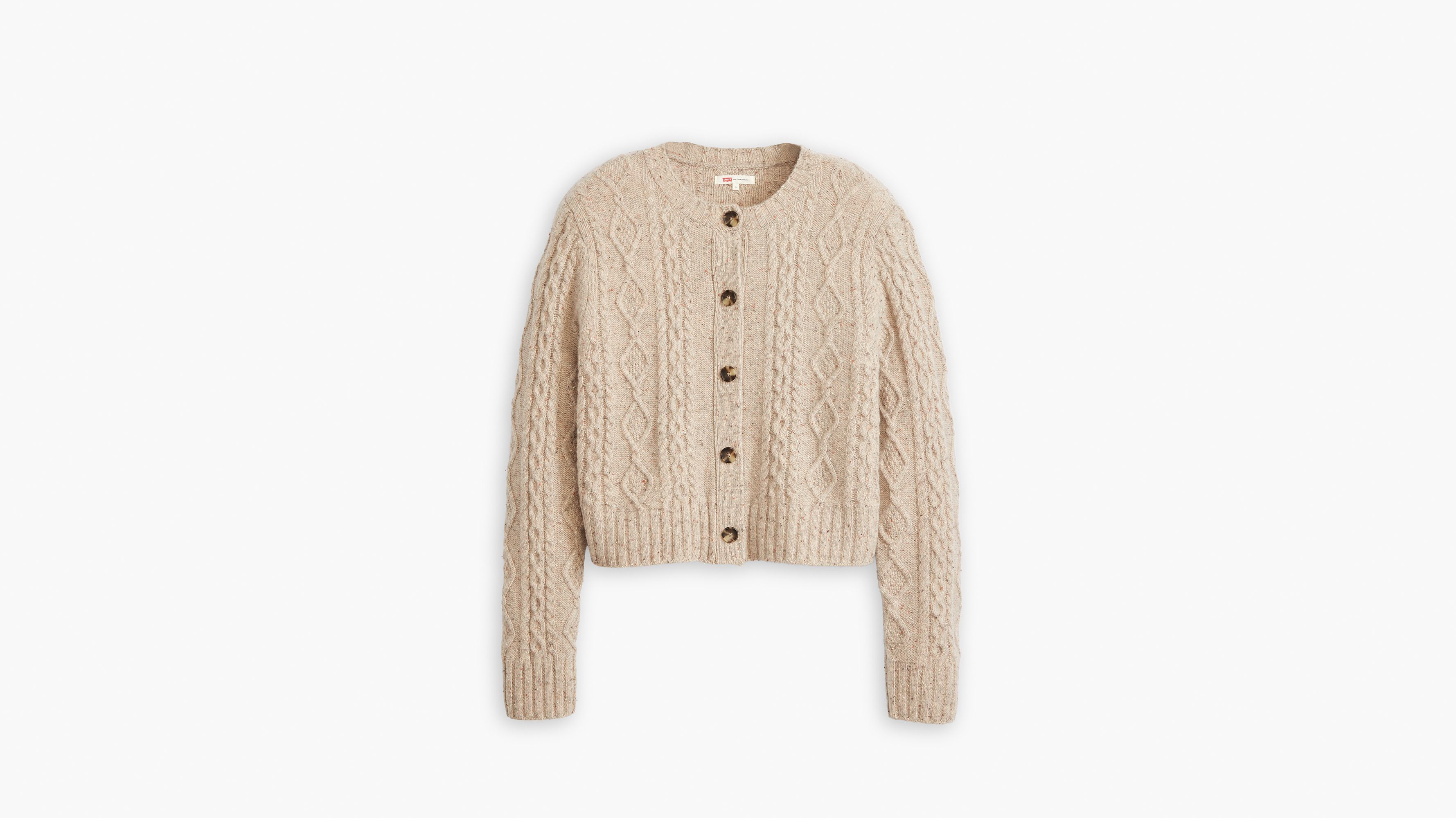 Beige cable knit cardigan best sale