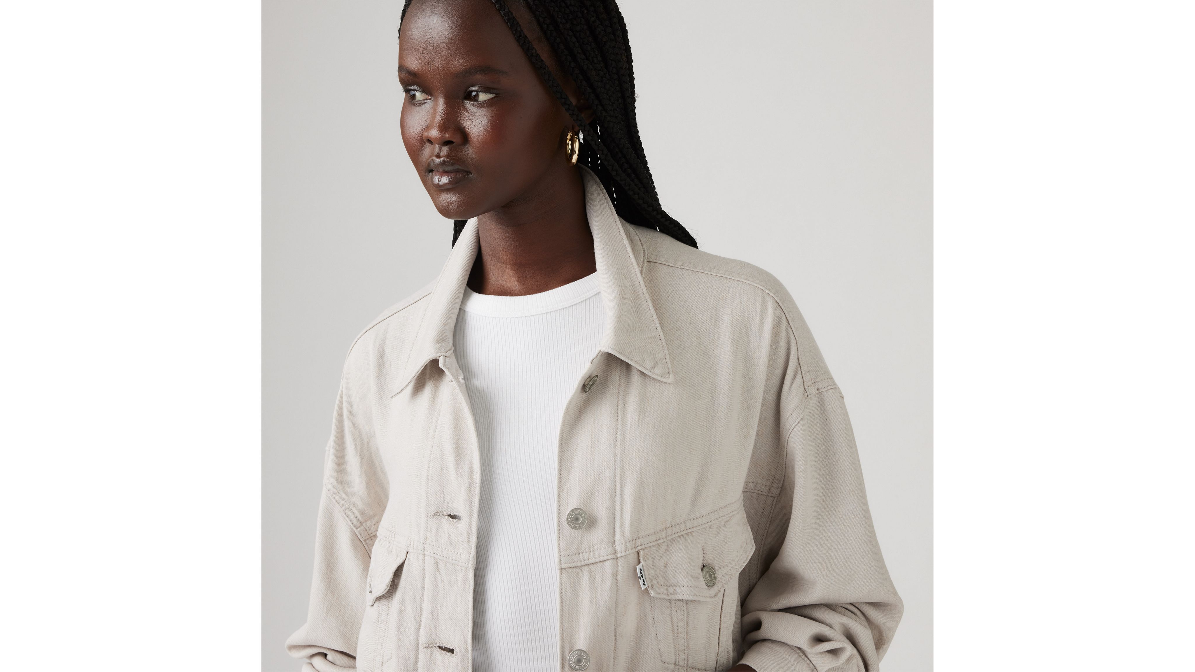 Shrunken '90s Linen Blend Lightweight Trucker Jacket