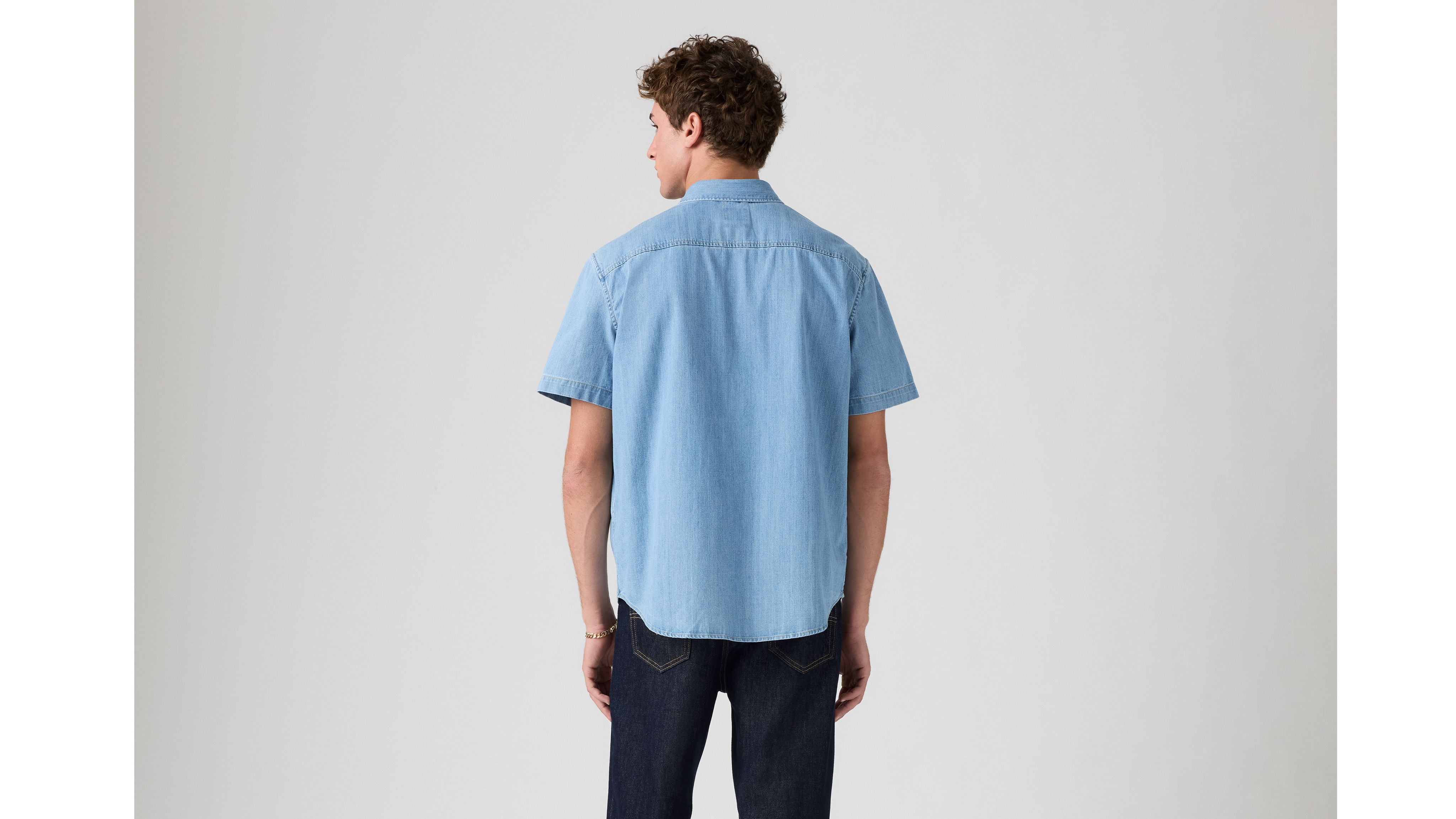 Levi's Short Sleeve Authentic Button-down Shirt In Eli Medium Blue Wash