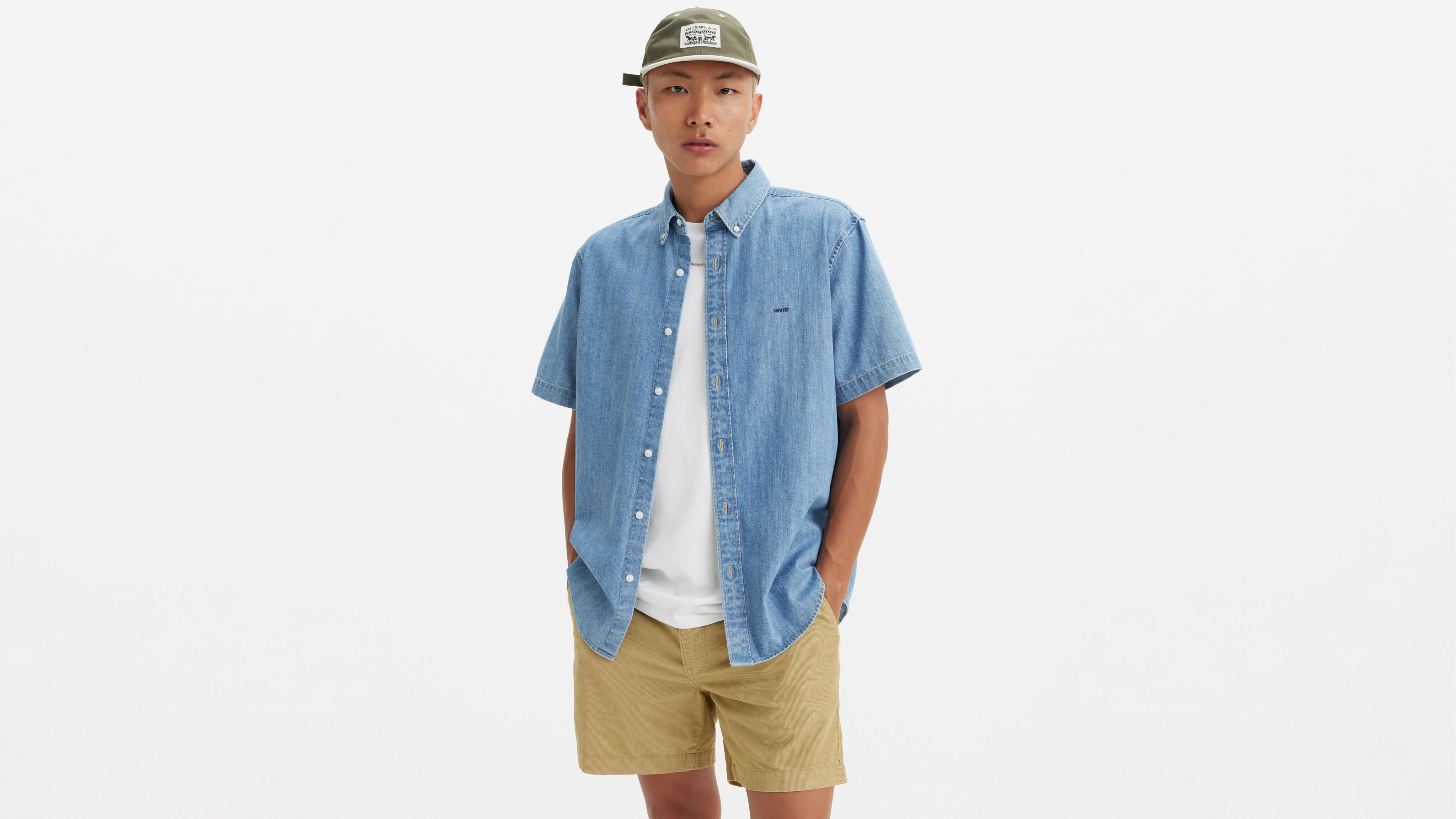 Short Sleeve Authentic Button Down Sweatshirt - Blue | Levi's® LU