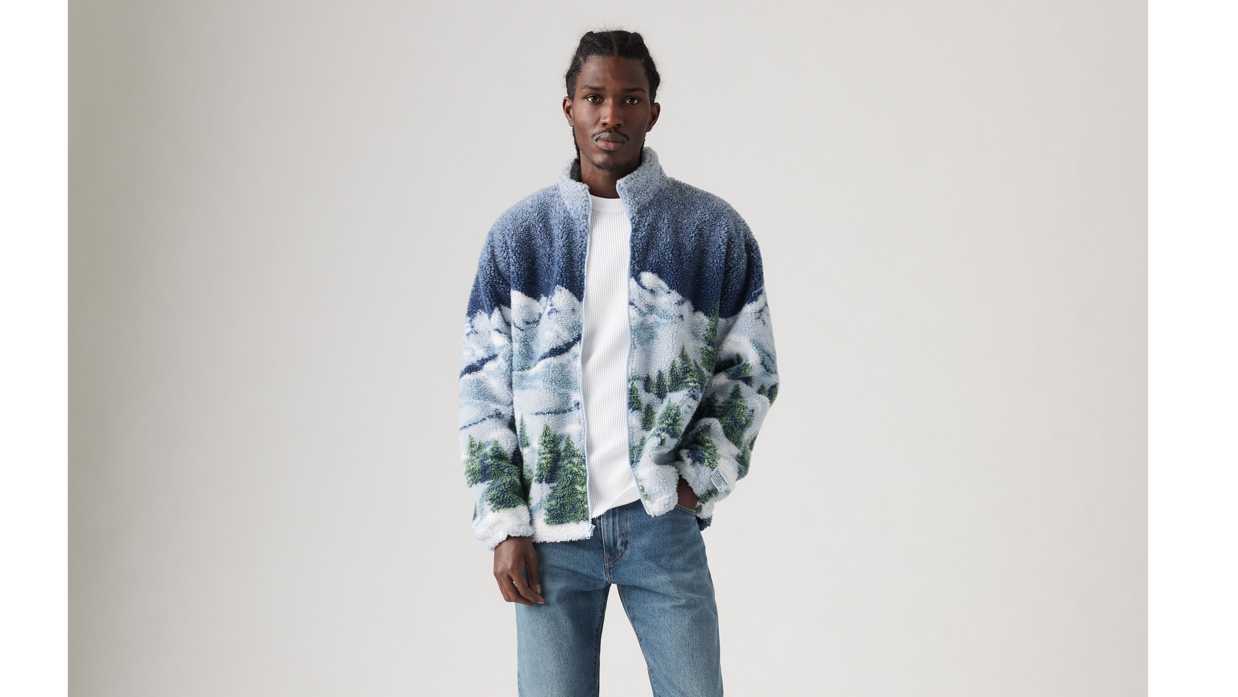 Jacquard Sherpa Full Zip Sweater - Blue | Levi's® KZ Jacquard Sherpa Full Zip Sweater - Blue | Levi's® KZ