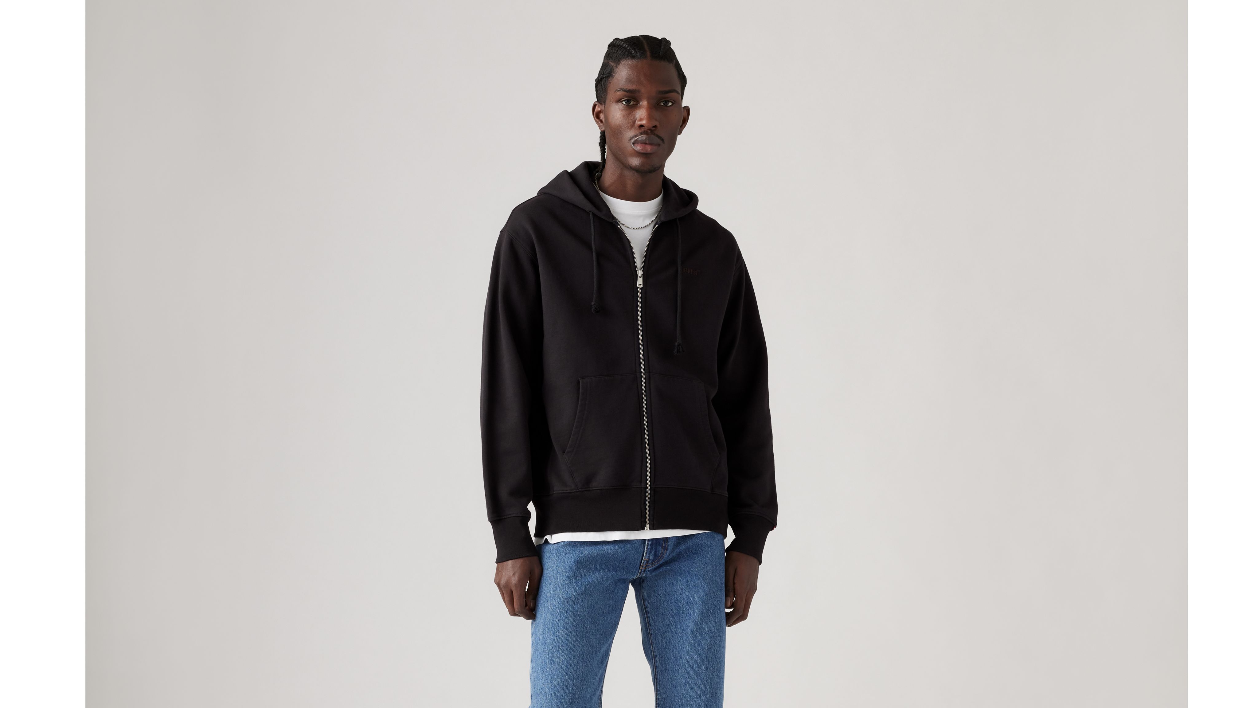 Levi's Authentic Full Zip Sweatshirt In Black Agate