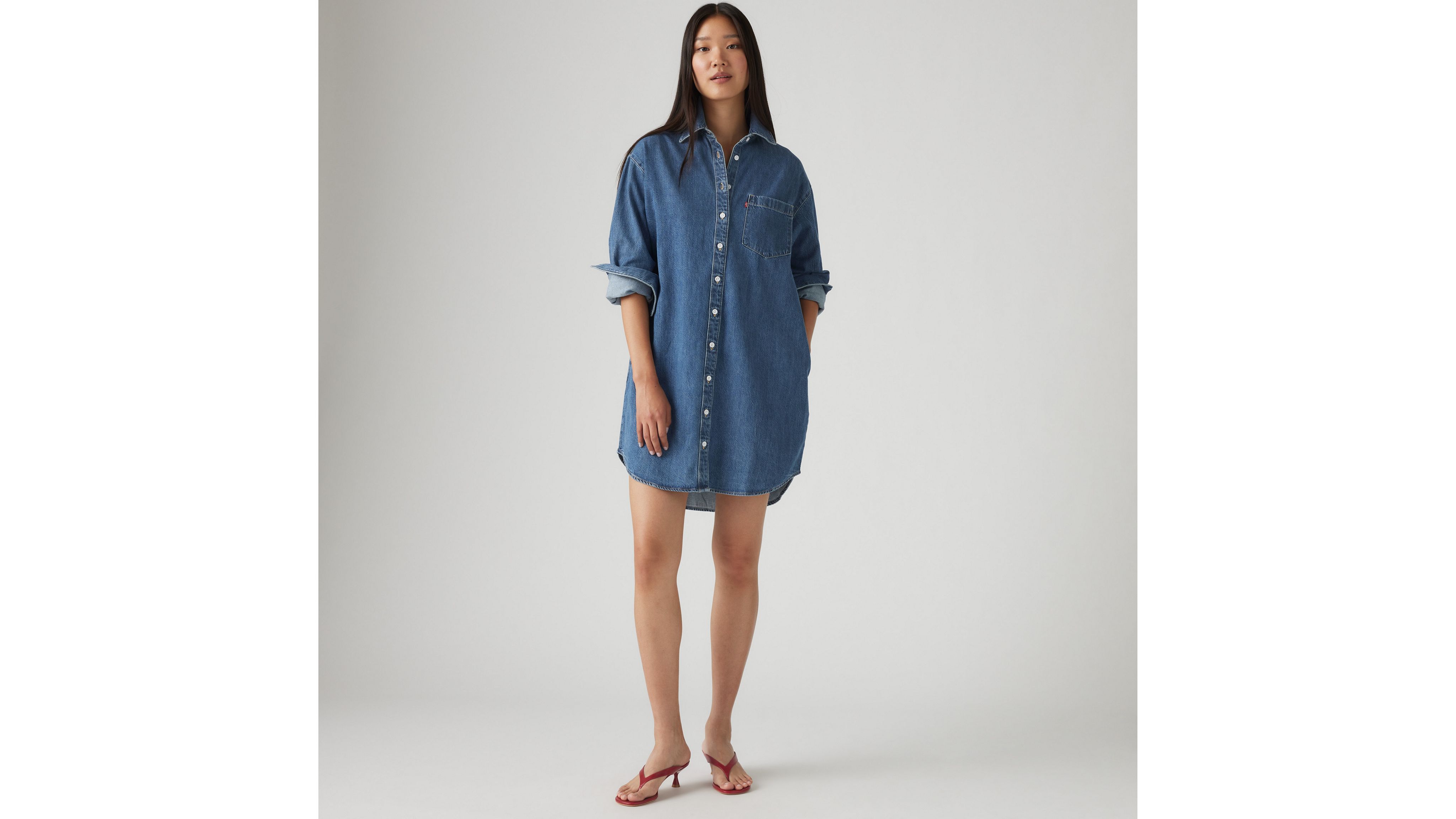 Levi's Nola Shirt Dress In Serene Mid Stone