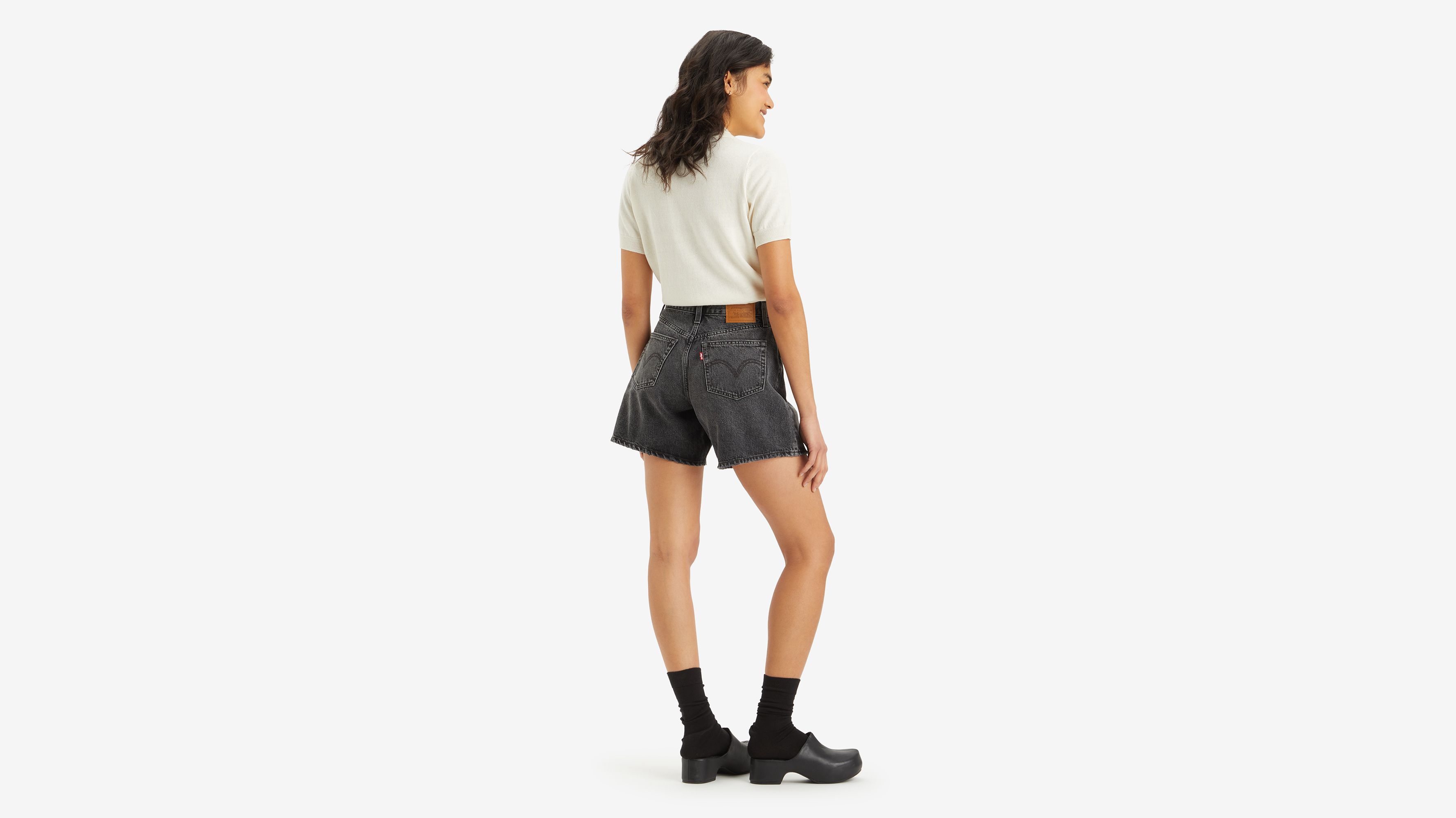 High Rise Baggy Shorts Black Levi s GB