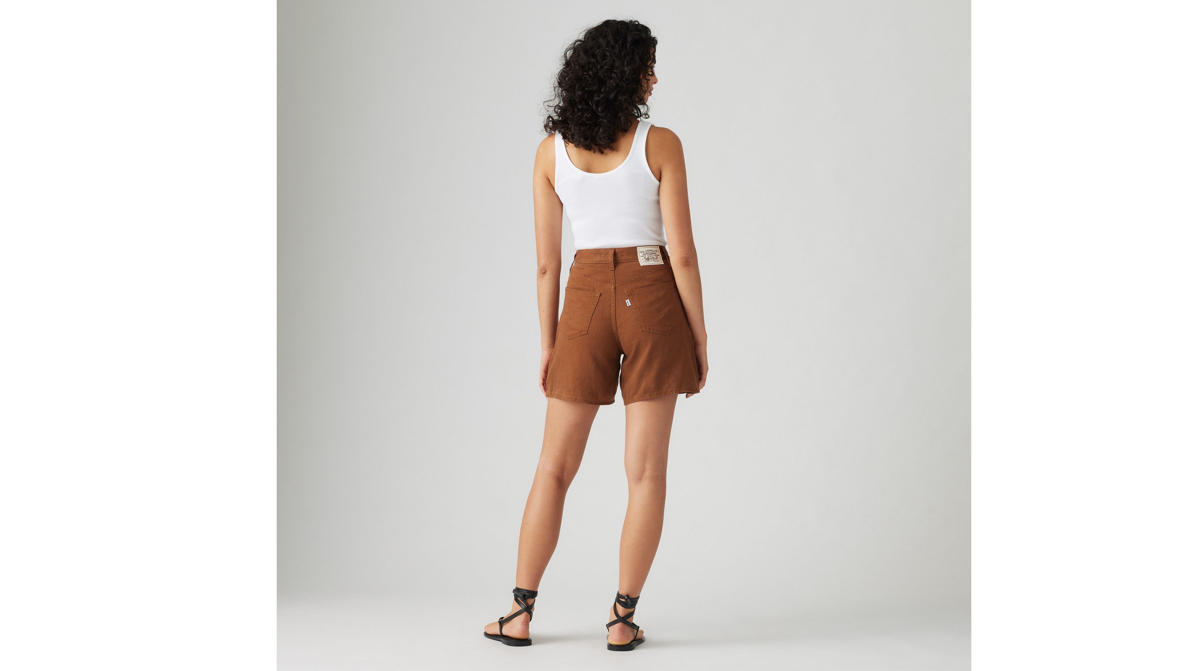 Levi's High Rise Baggy Cotton Linen Shorts In Sorrel Horse
