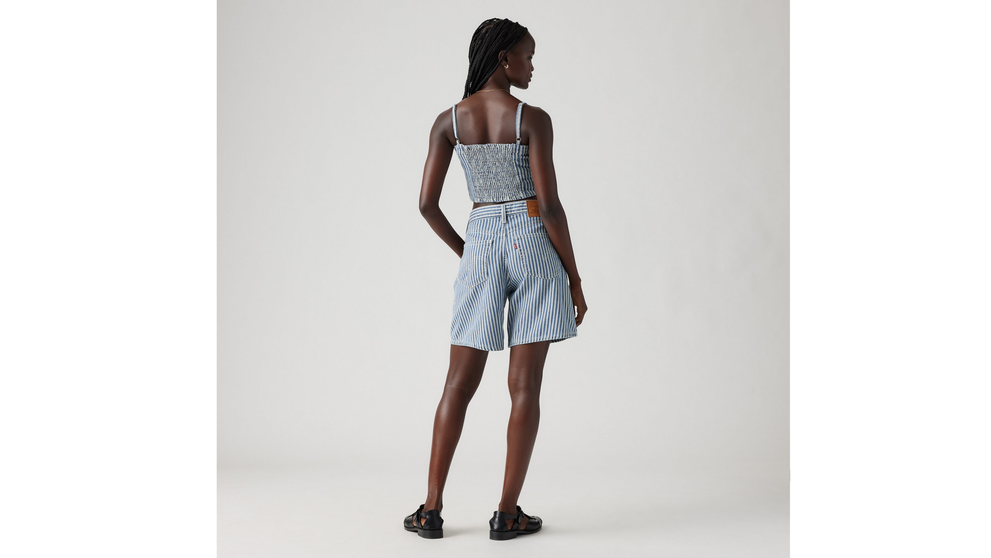 Levi's High Rise Baggy Shorts In Mischa Stripe Short