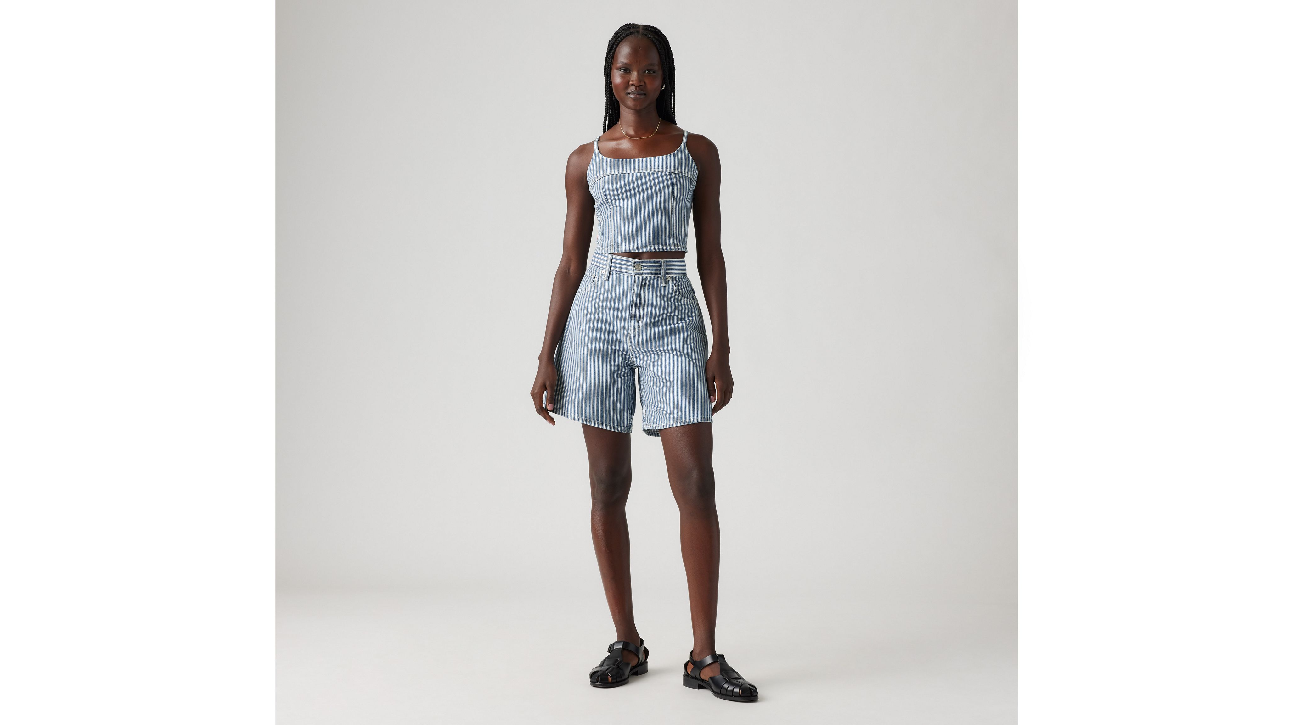 Levi's High Rise Baggy Shorts In Mischa Stripe Short