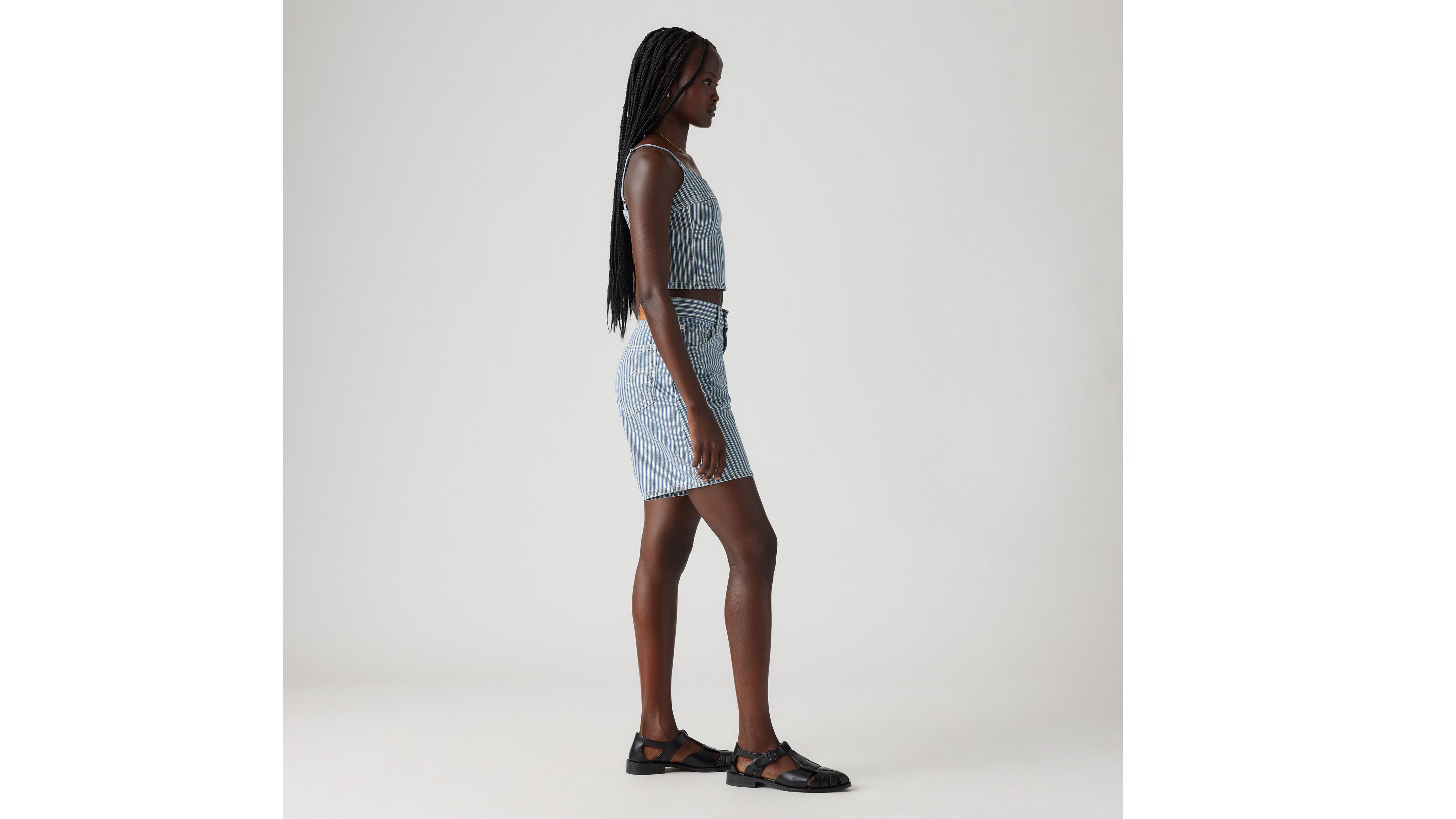 Levi's High Rise Baggy Shorts In Mischa Stripe Short