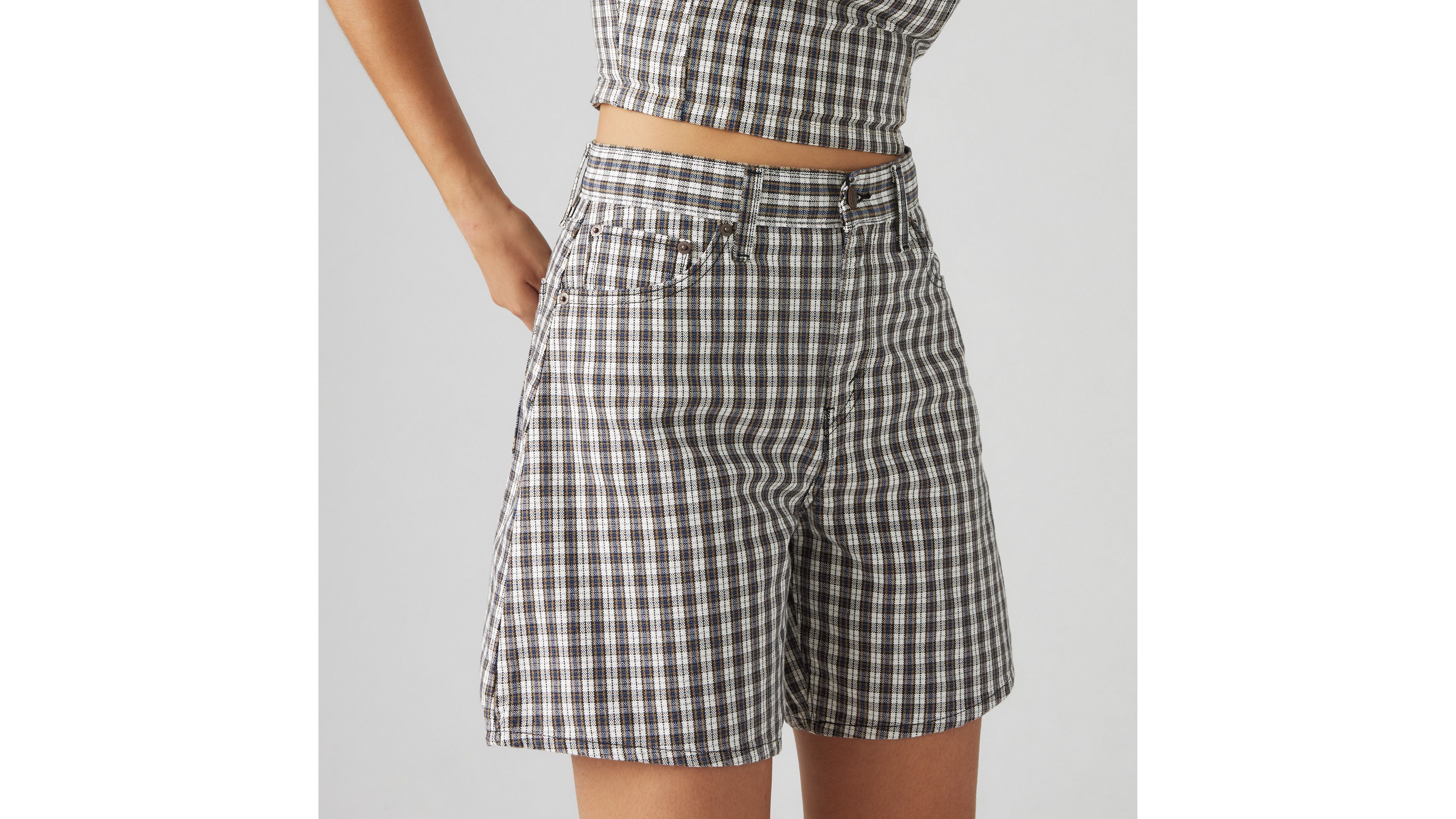 Levi's High Rise Baggy Shorts In Milo Plaid Short
