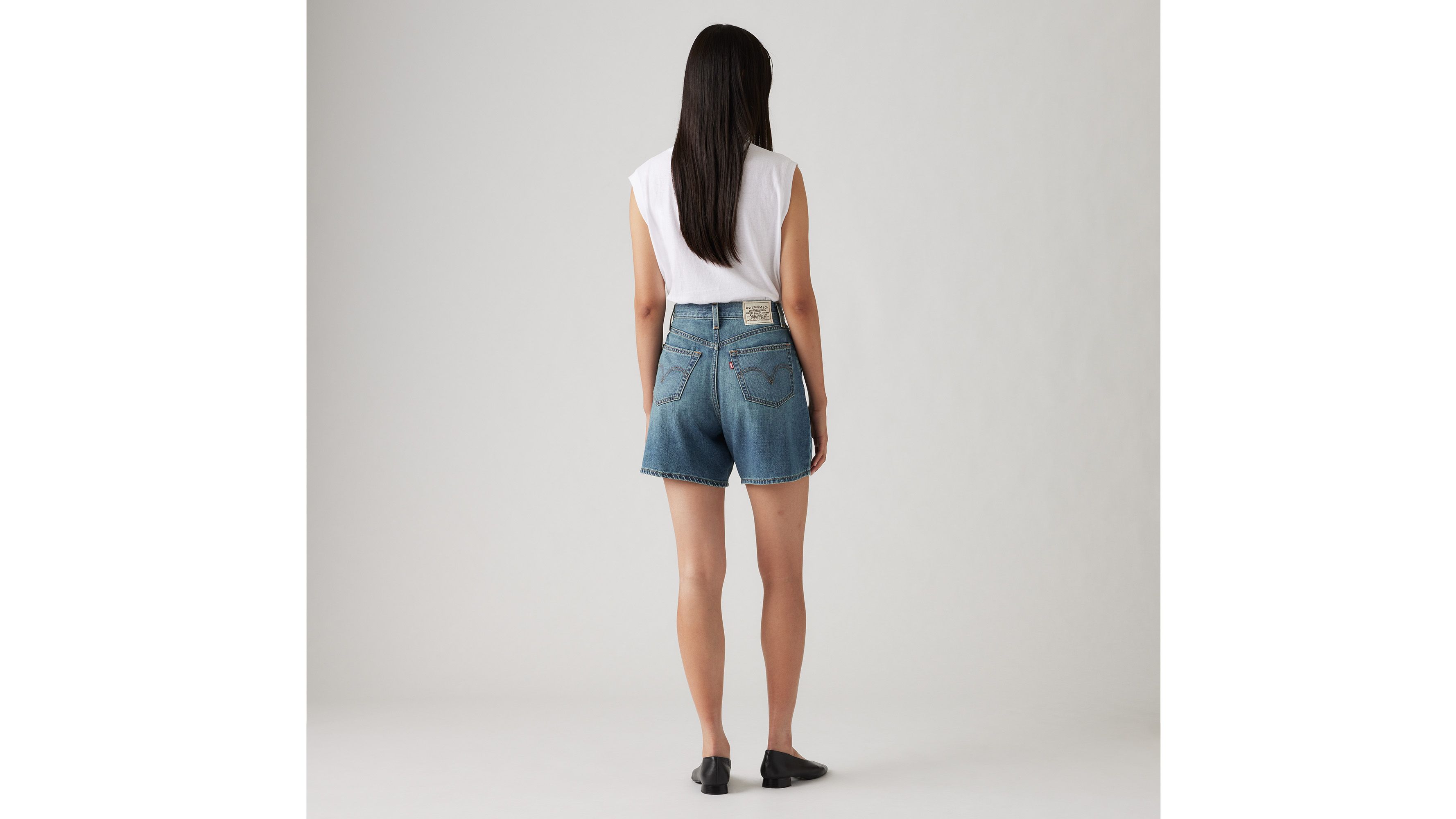 LEVI'S HIGH RISE BAGGY LINEN+ DENIM SHORTS 