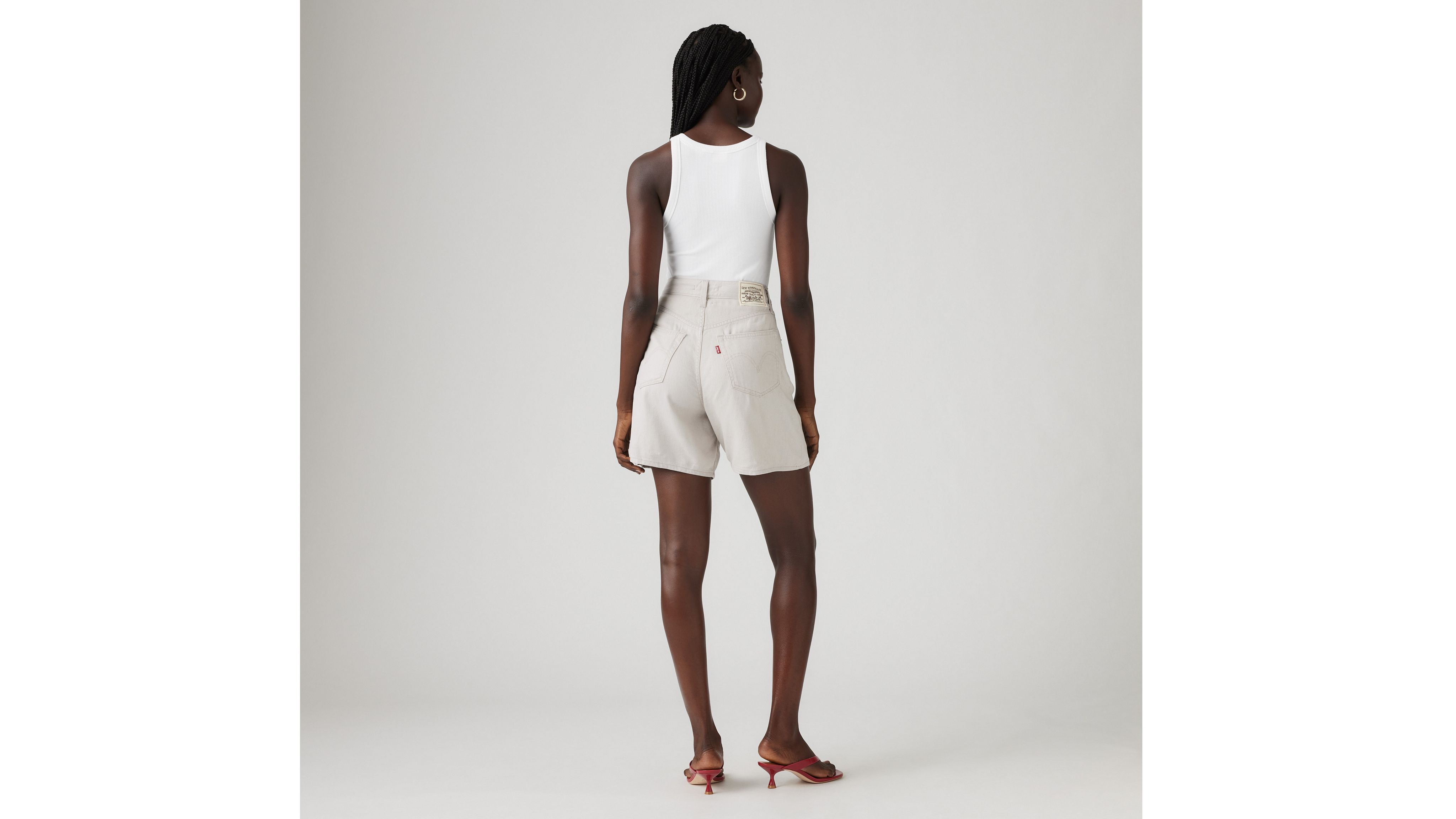 Levi's High Rise Baggy Cotton Linen Shorts In Linen