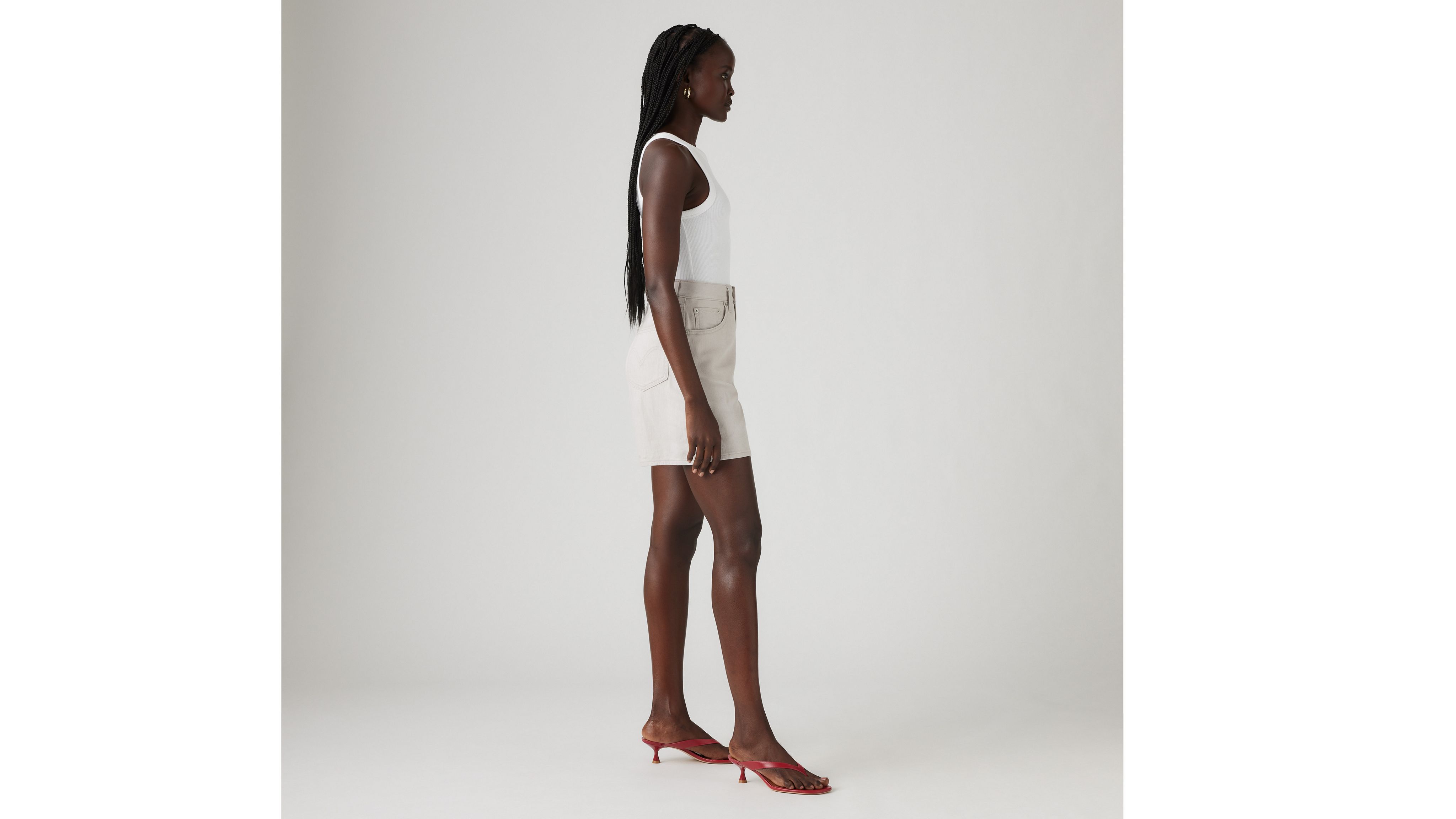 Levi's High Rise Baggy Cotton Linen Shorts In Linen