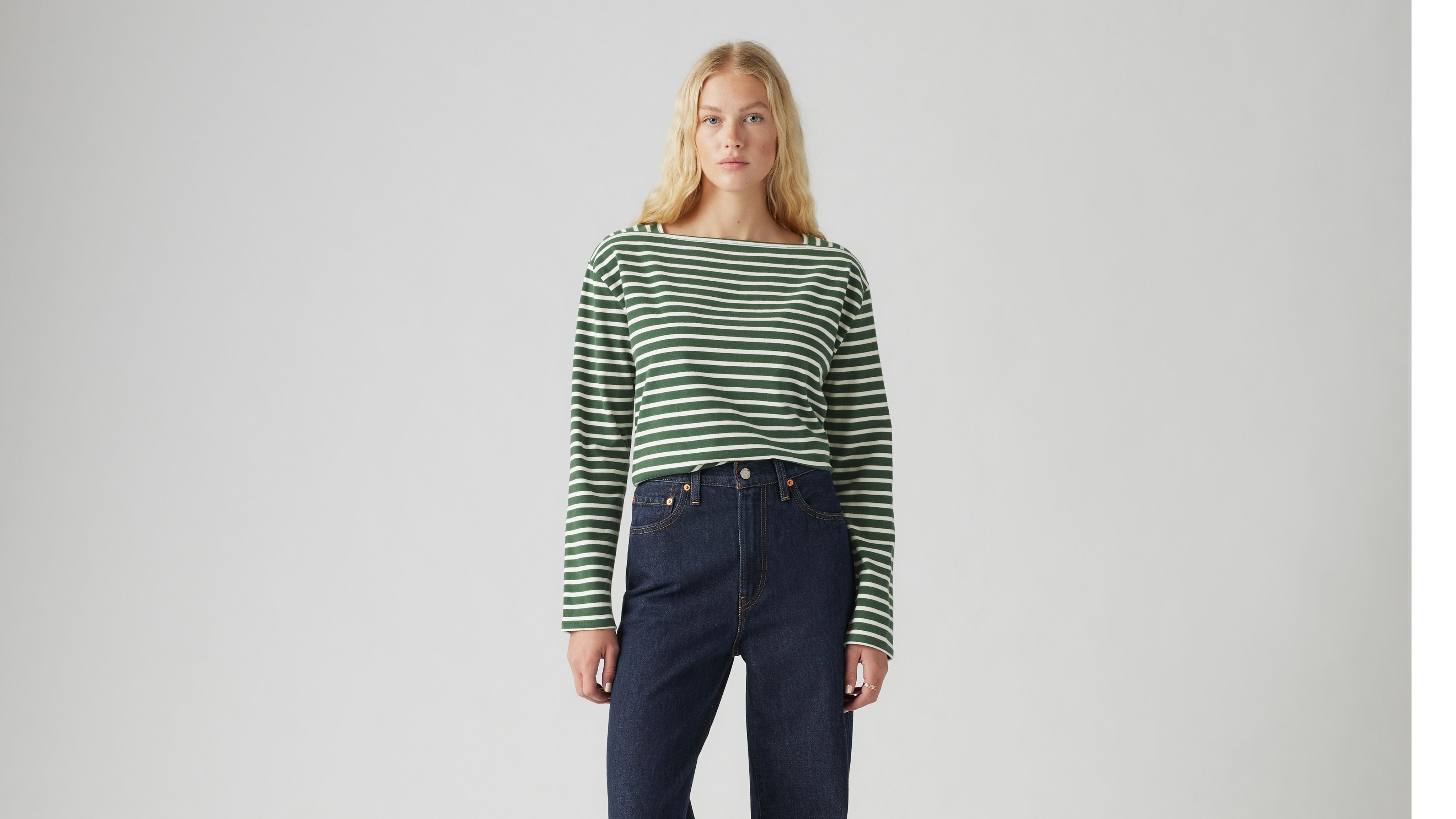 Levi's Bay Sailor Long Sleeve T-shirt In Open Water Stripe Python