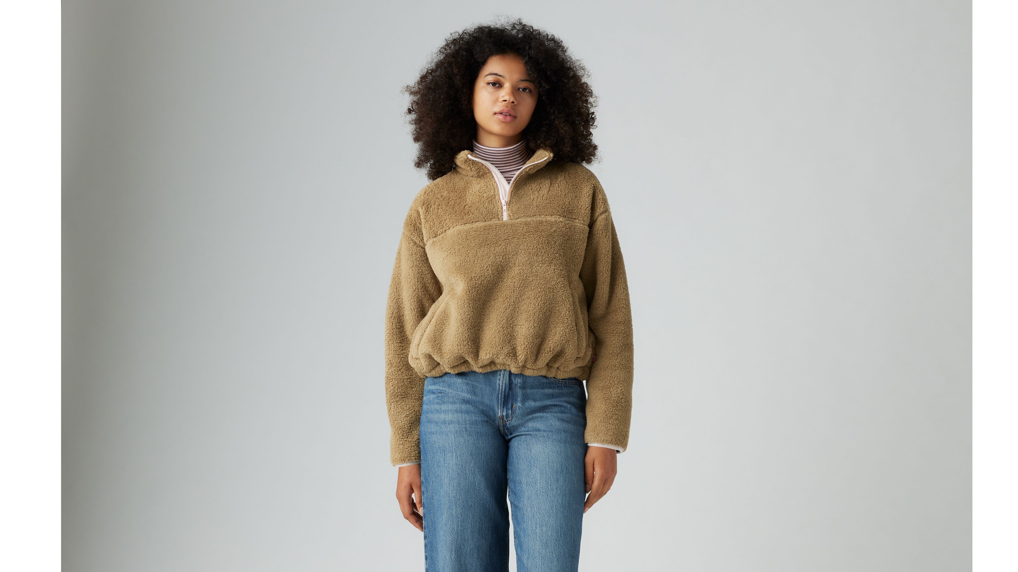 Levi's Canyon 1/4 Zip Sweatshirt In Ermine