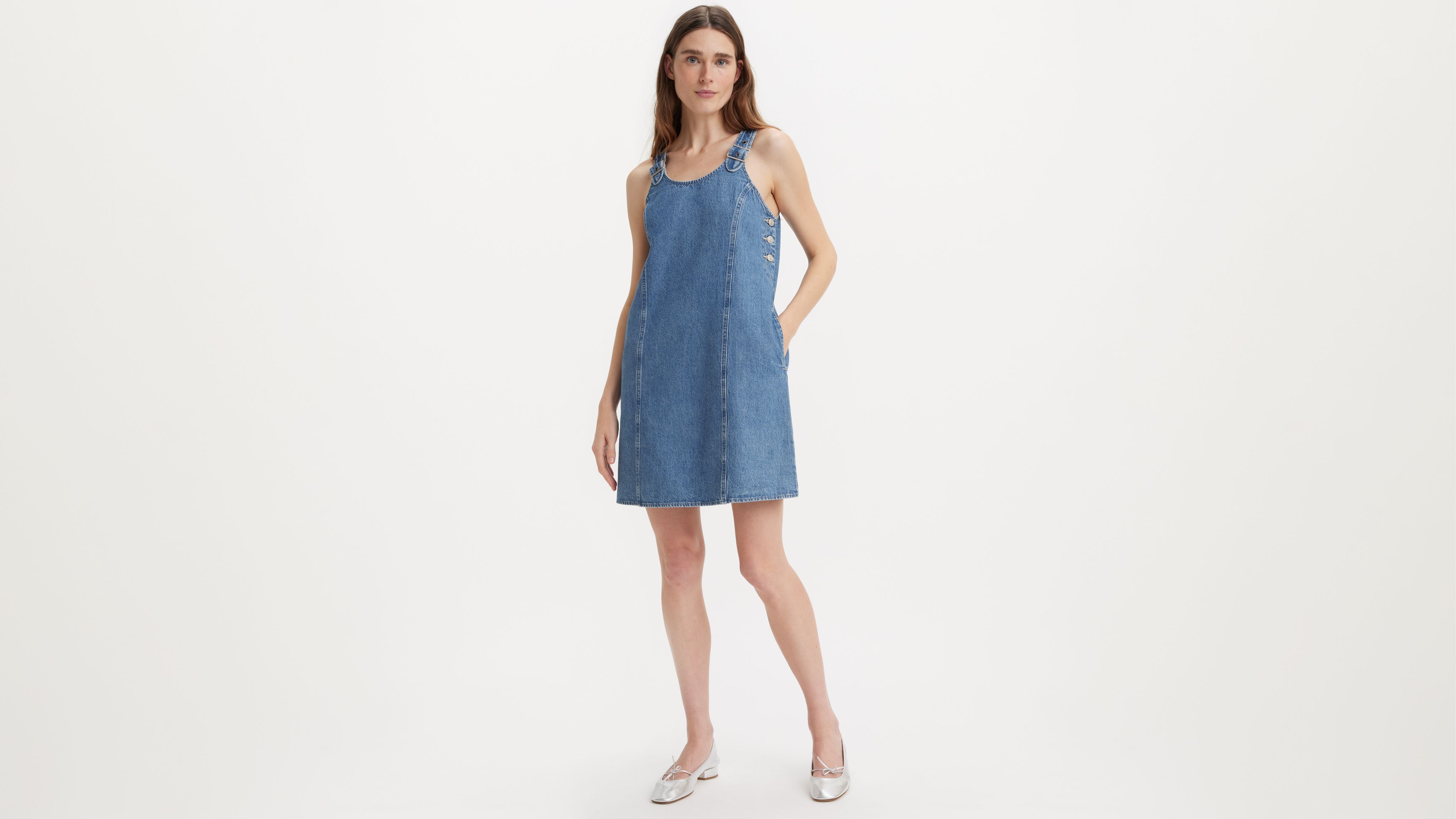 Girl jumper dress denim best sale