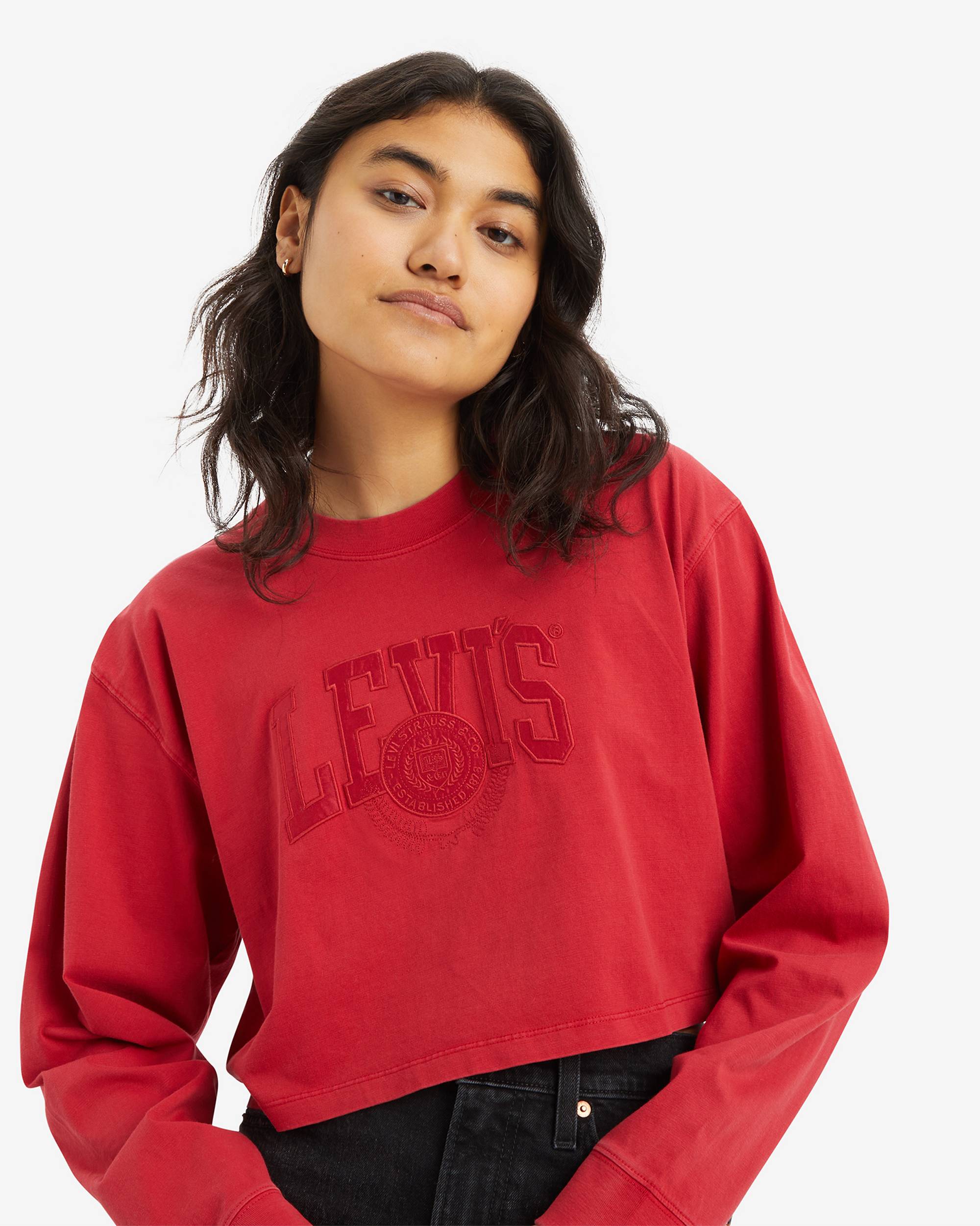 Cropped Long Sleeve Football T-shirt - Red | Levi's® US Cropped Long Sleeve Football T-shirt - Red | Levi's® US