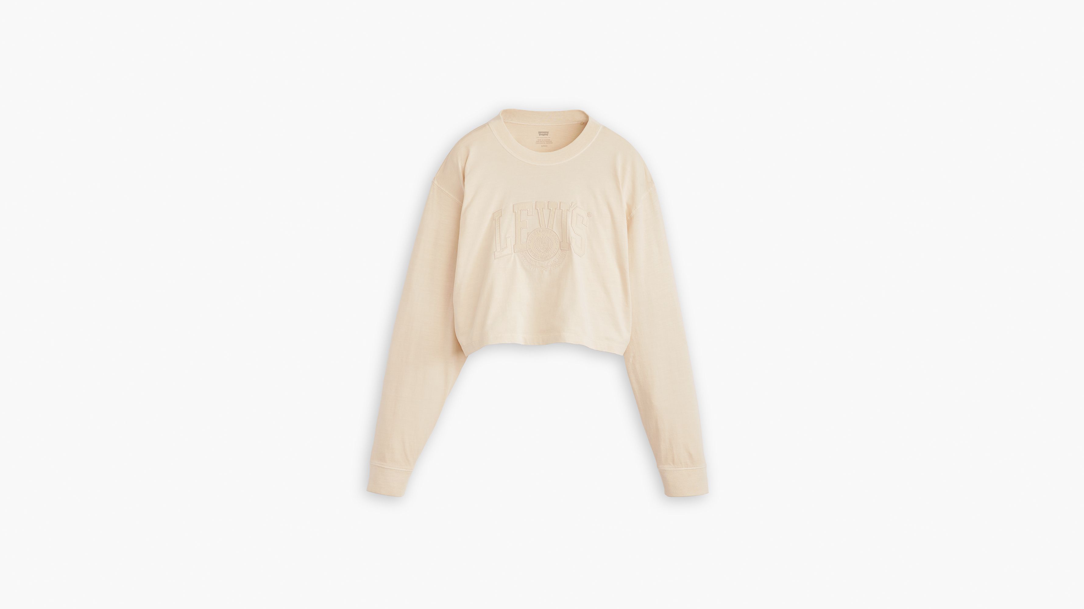 Levi's Cropped Long Sleeve Football T-shirt In White Swan